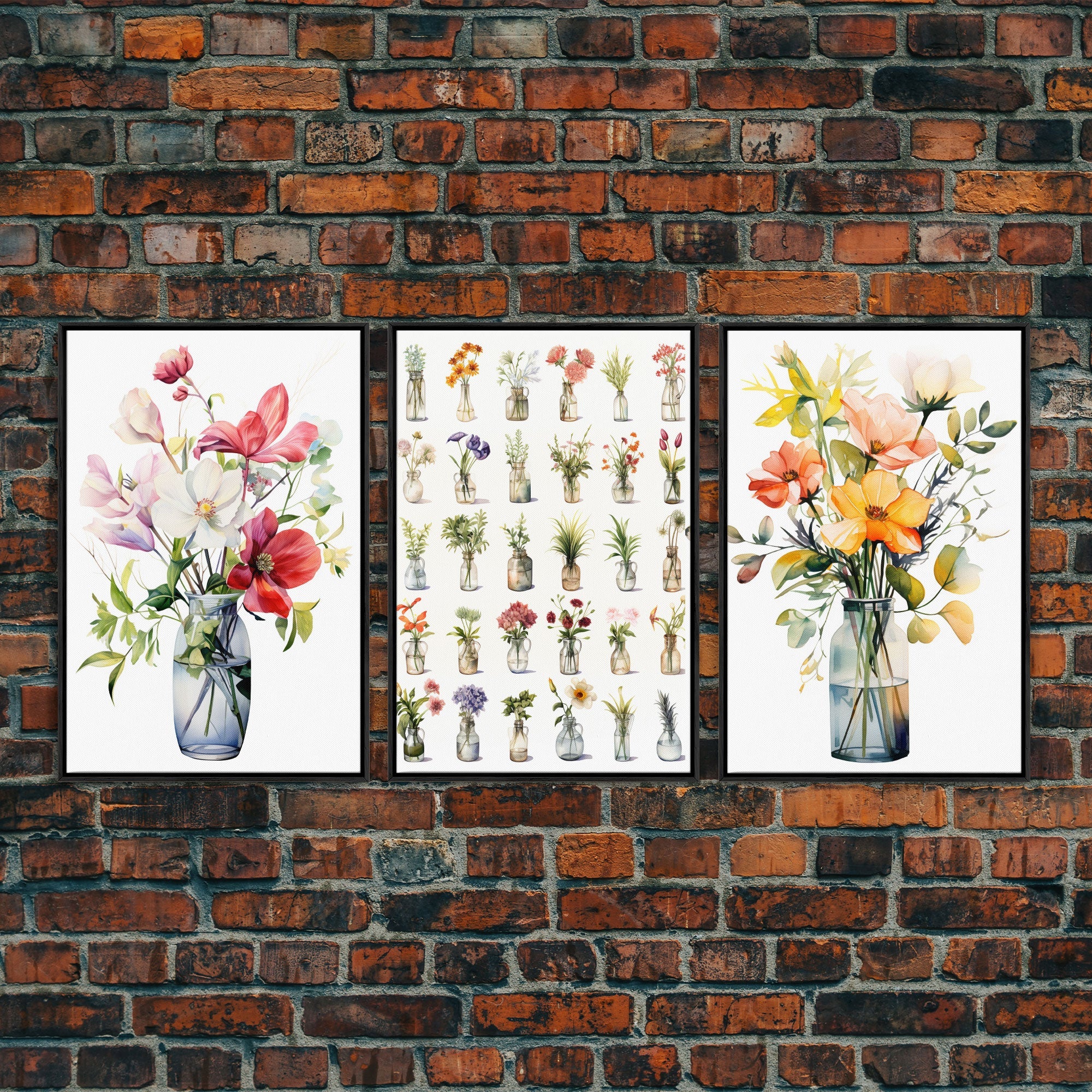 3 Piece Set, Cute Kawaii Floral Print, Wall Decor