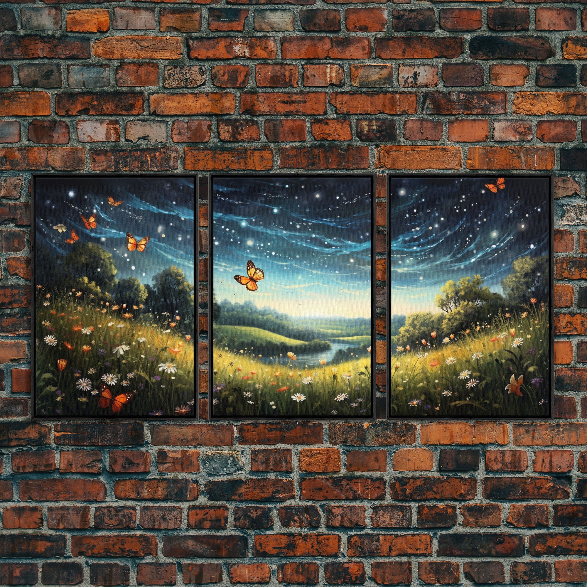 Wildflower Meadow Canvas Print, 3 Piece Wall Art
