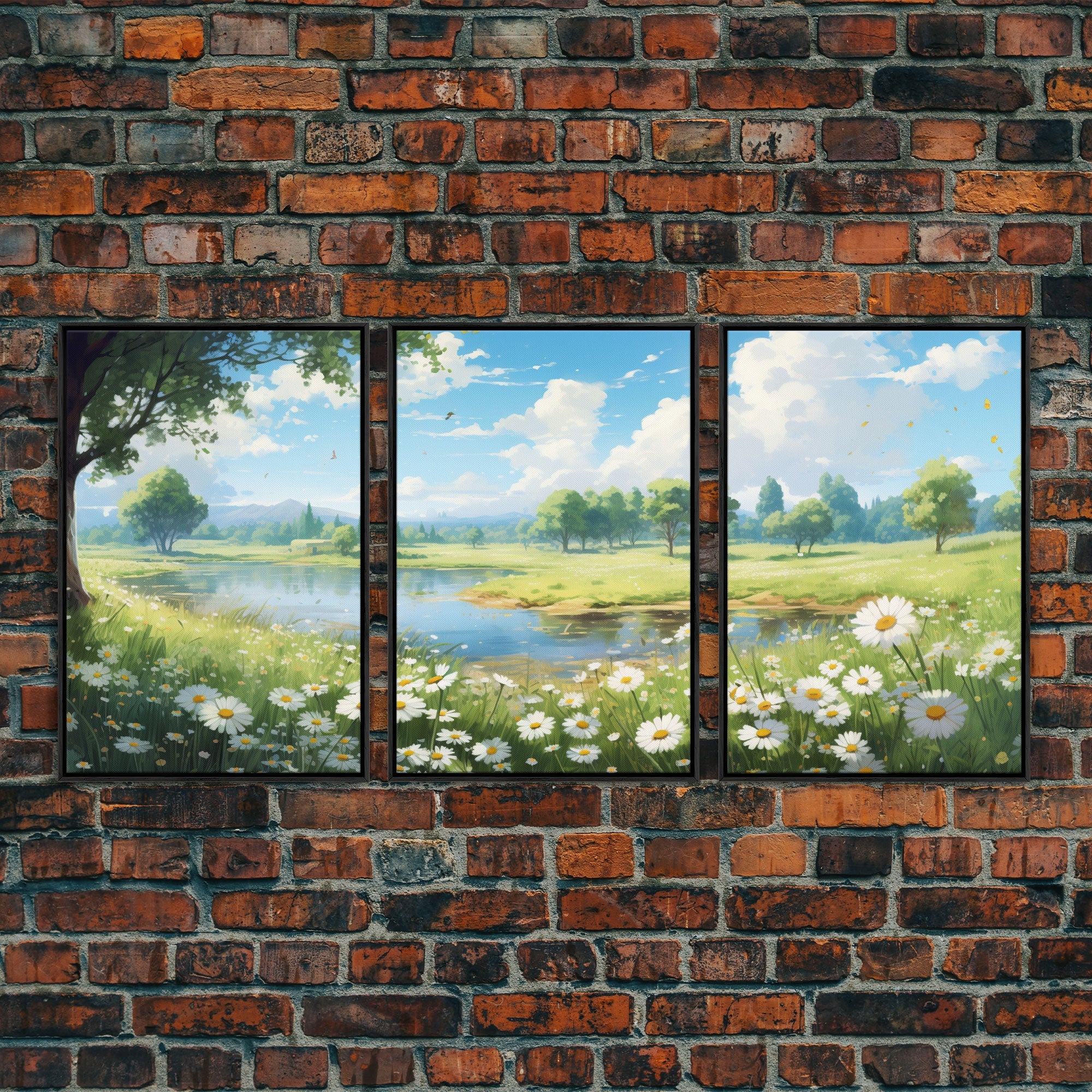 Wildflower Meadow, Canvas Print, 3 Piece Wall Art
