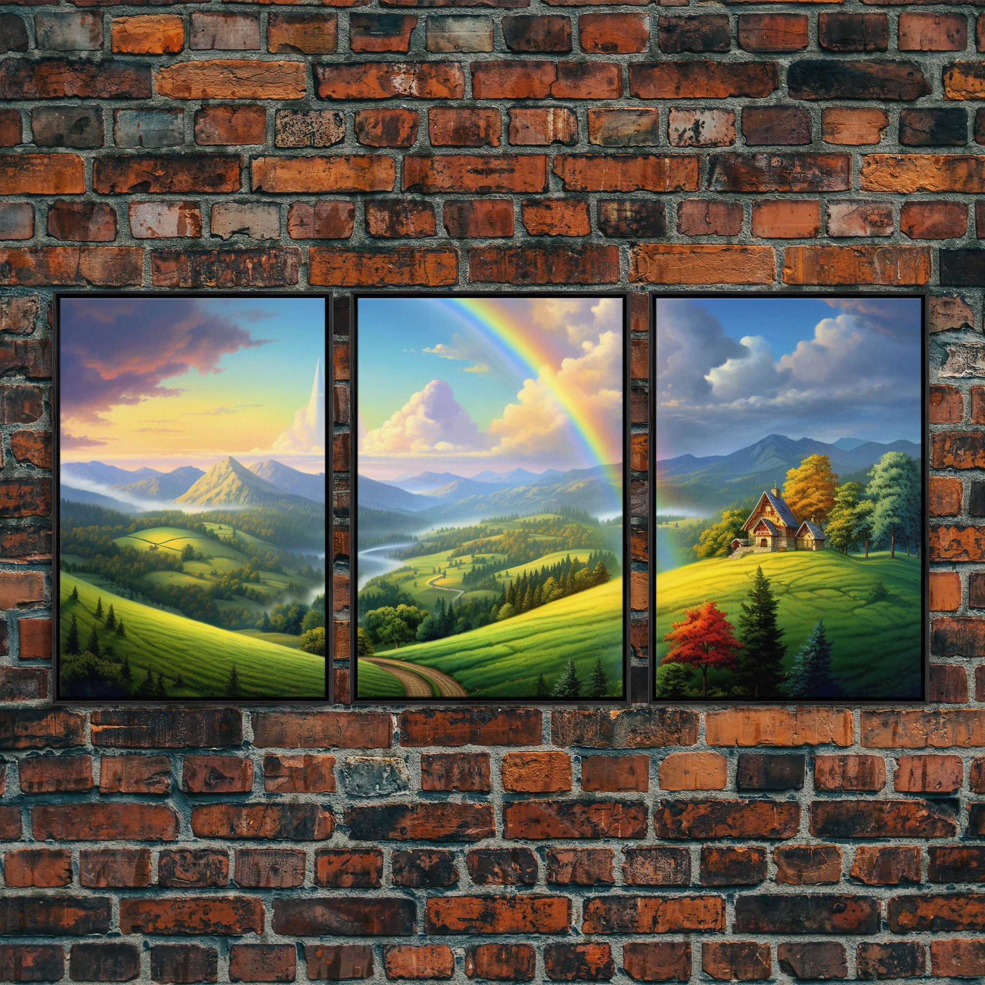 Rainbow Wall Art, Canvas Print, 3 Piece Wall Art