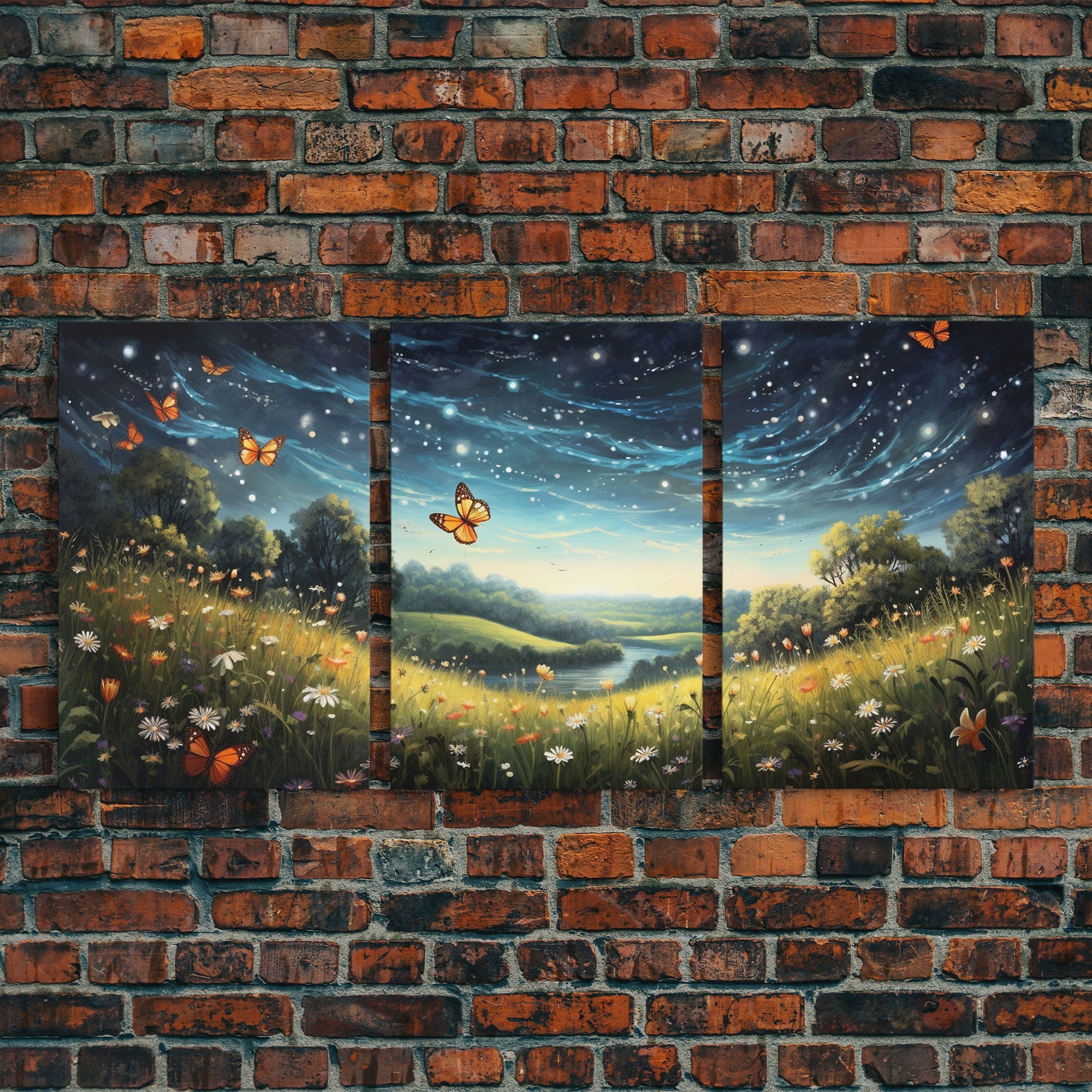 Wildflower Meadow Canvas Print, 3 Piece Wall Art