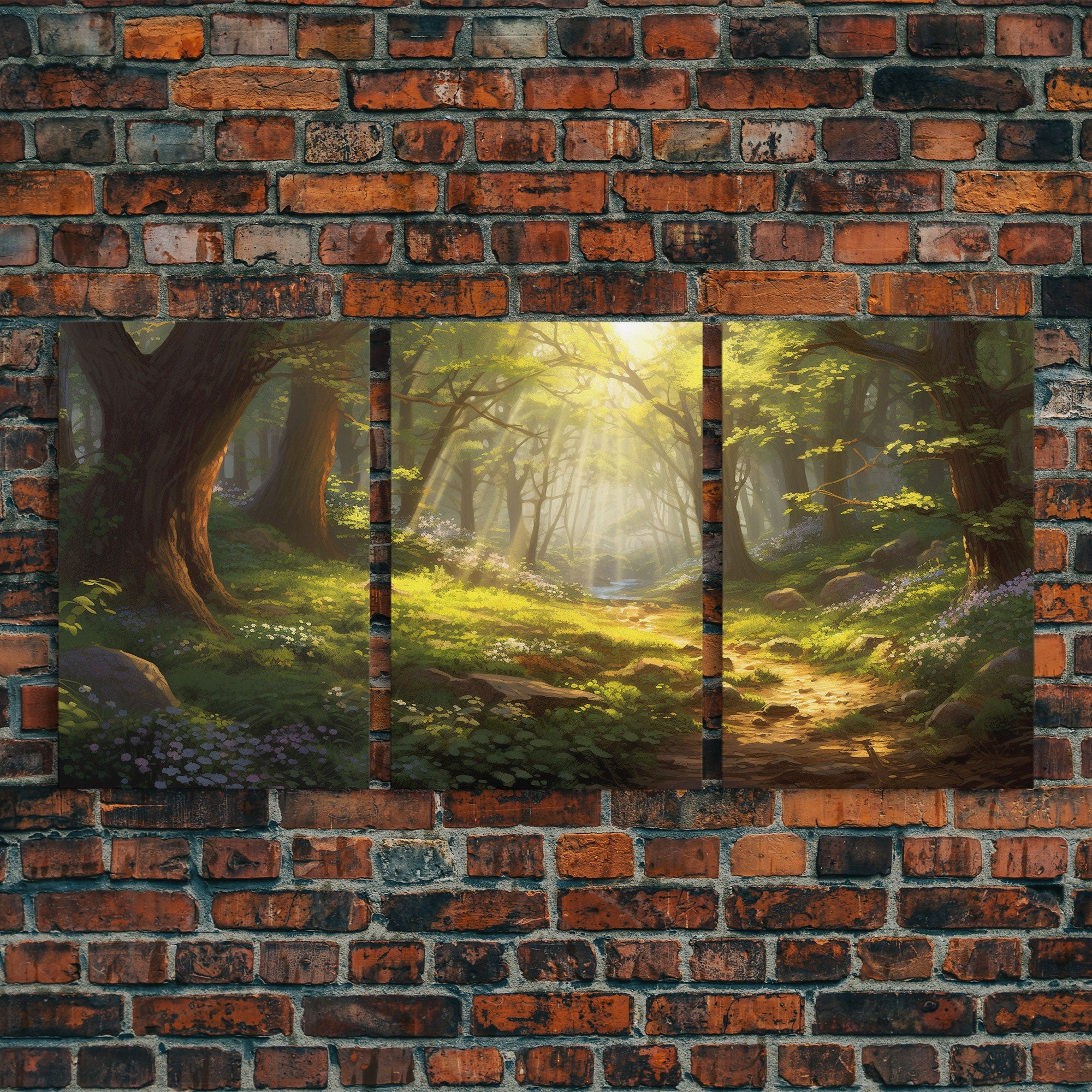 Forest Print Wall Art, Canvas Print, 3 Piece Wall Art