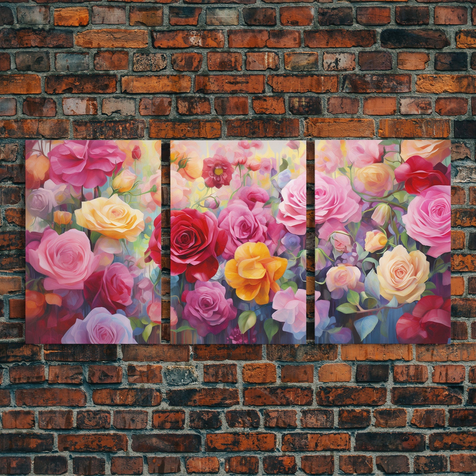 Roses Wall Art, Canvas Print, 3 Piece Wall Art