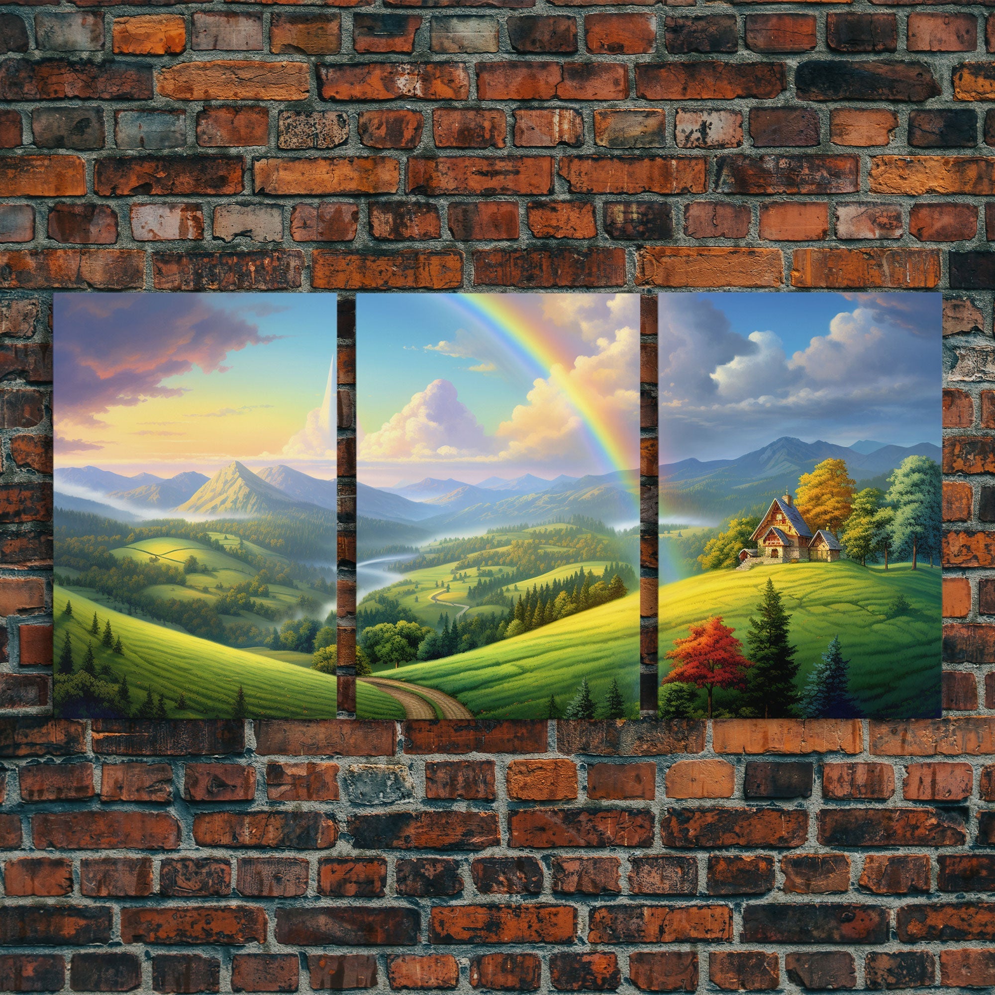 Rainbow Wall Art, Canvas Print, 3 Piece Wall Art