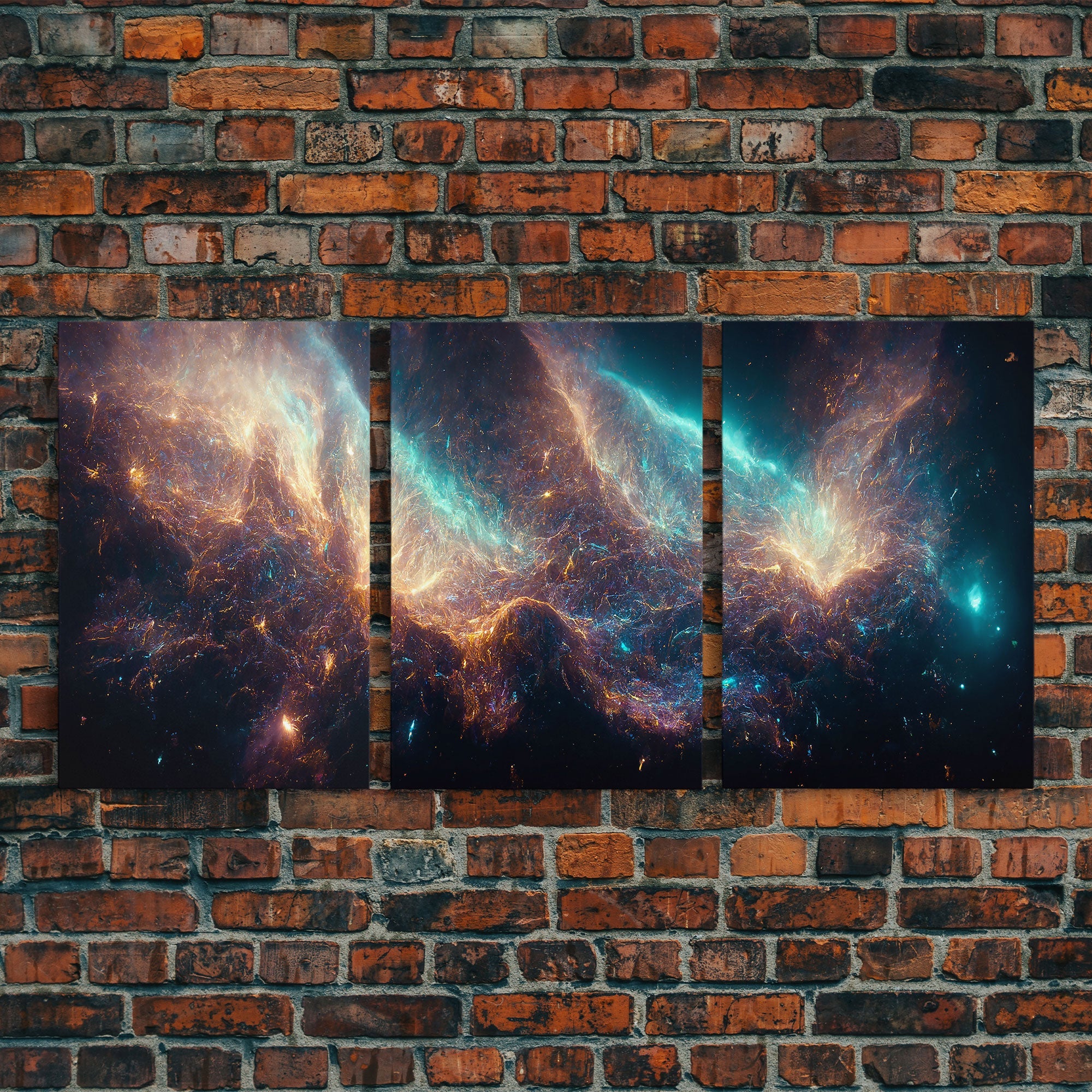 Galaxy of Stars, String Theory, 3 Piece Wall Art, Ready To Hang Canvas Print