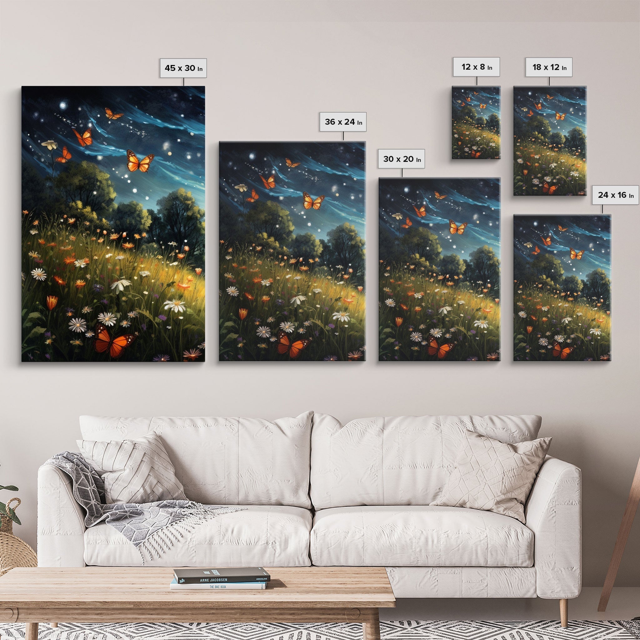Wildflower Meadow Canvas Print, 3 Piece Wall Art