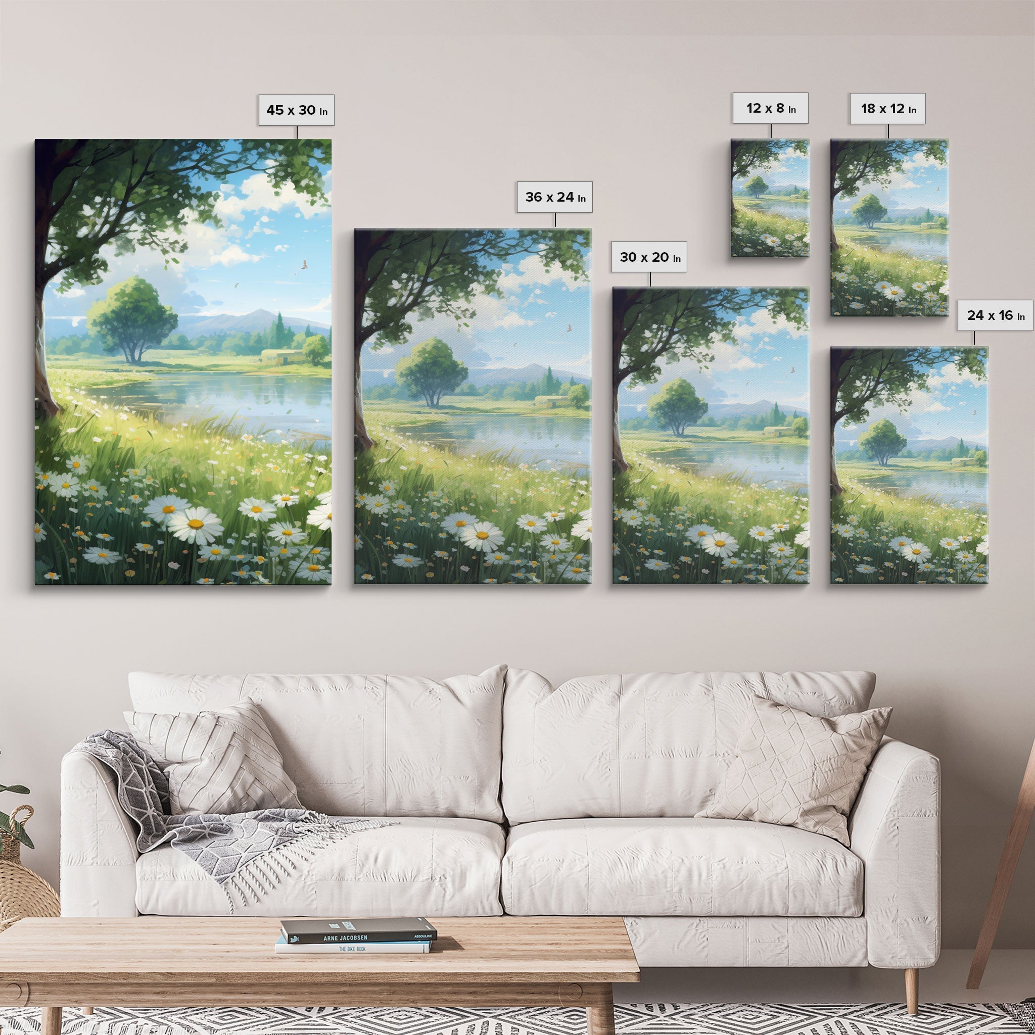 Wildflower Meadow, Canvas Print, 3 Piece Wall Art