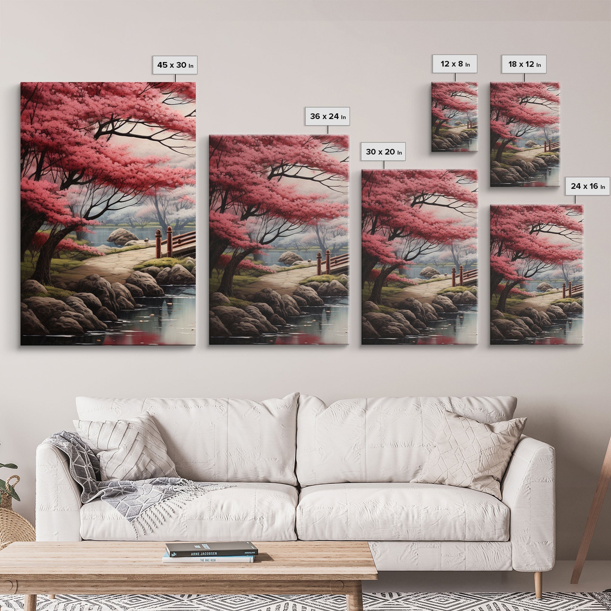 Japanese Print, Landscape Wall Art, Canvas Print, 3 Piece