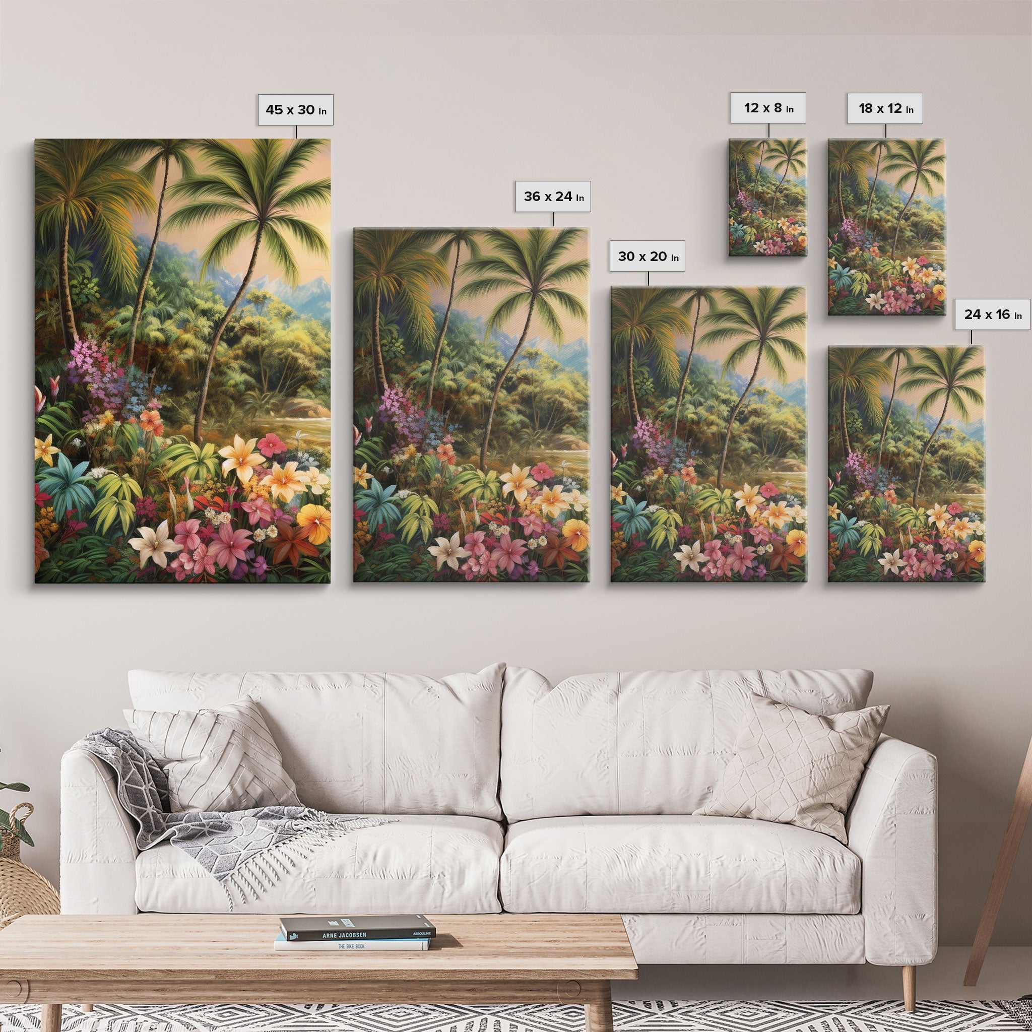 Tropical Wall Art, Canvas Print, Set Of 3 Prints