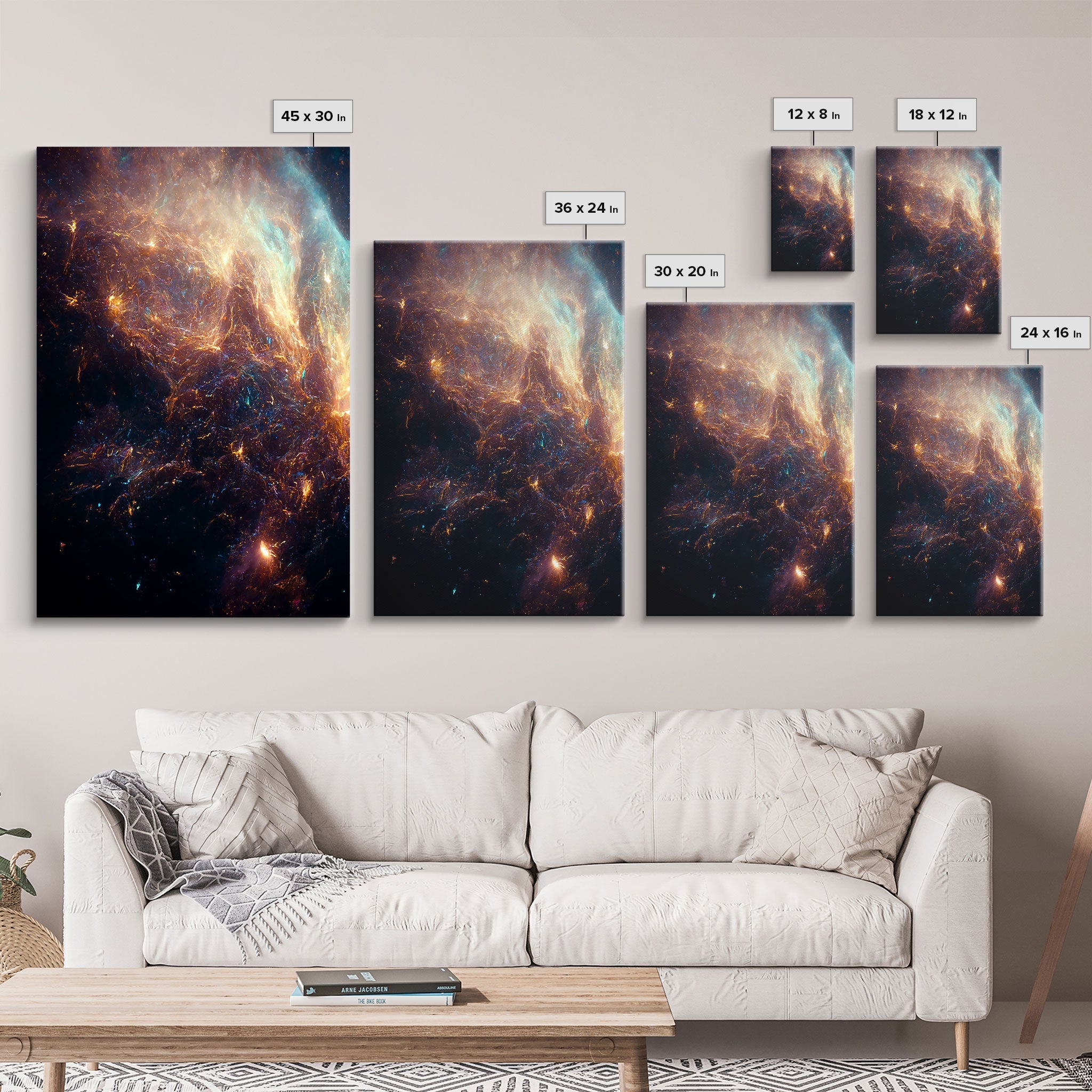 Galaxy of Stars, String Theory, 3 Piece Wall Art, Ready To Hang Canvas Print