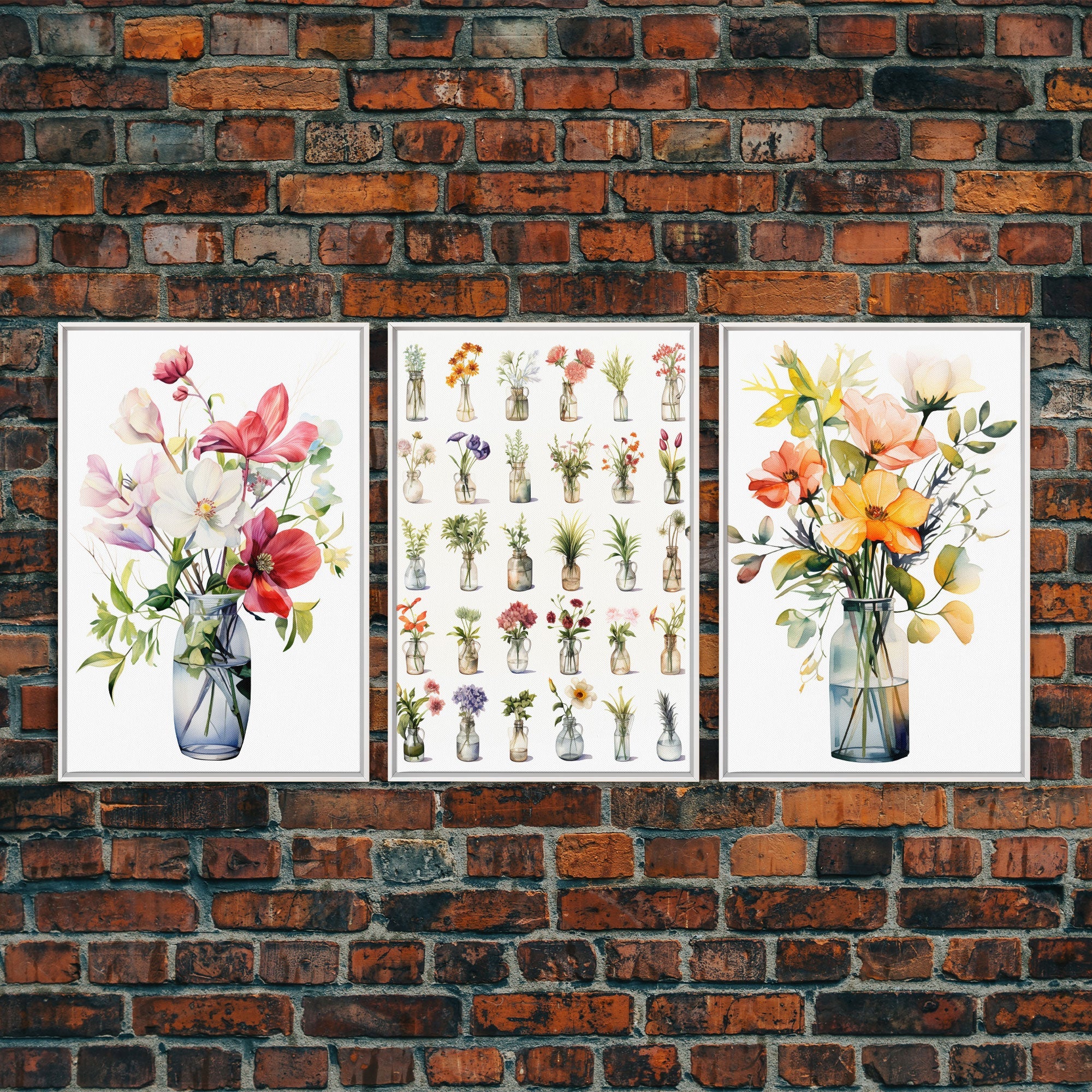 3 Piece Set, Cute Kawaii Floral Print, Wall Decor