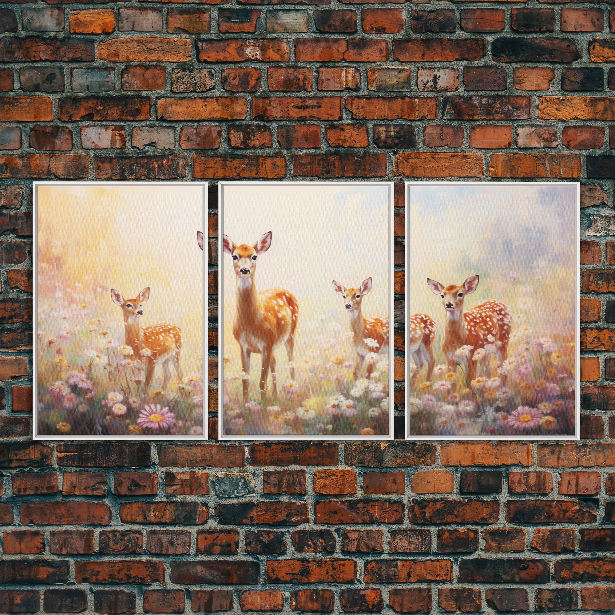 Deer Wall Art, Canvas Print, 3 Piece Wall Art