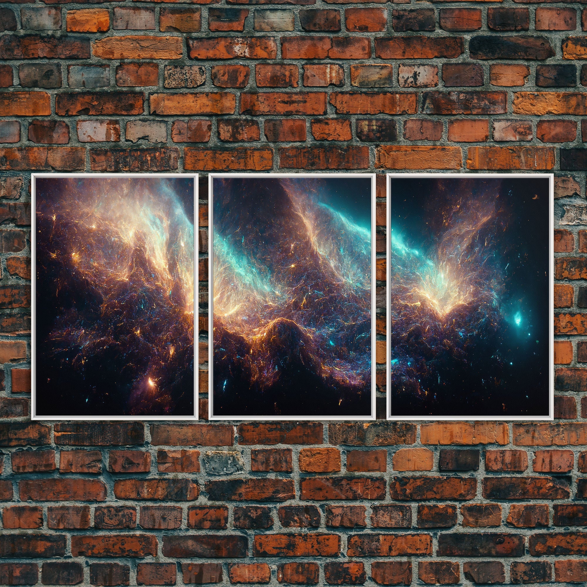 Galaxy of Stars, String Theory, 3 Piece Wall Art, Ready To Hang Canvas Print