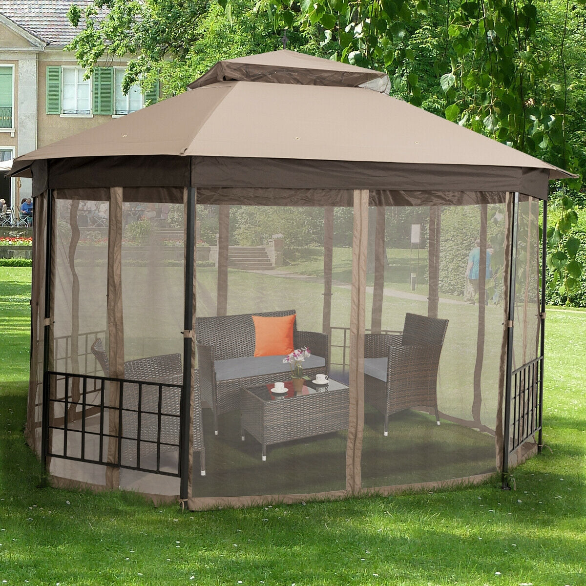 10’x 12’ Octagonal Patio Gazebo - Brown
