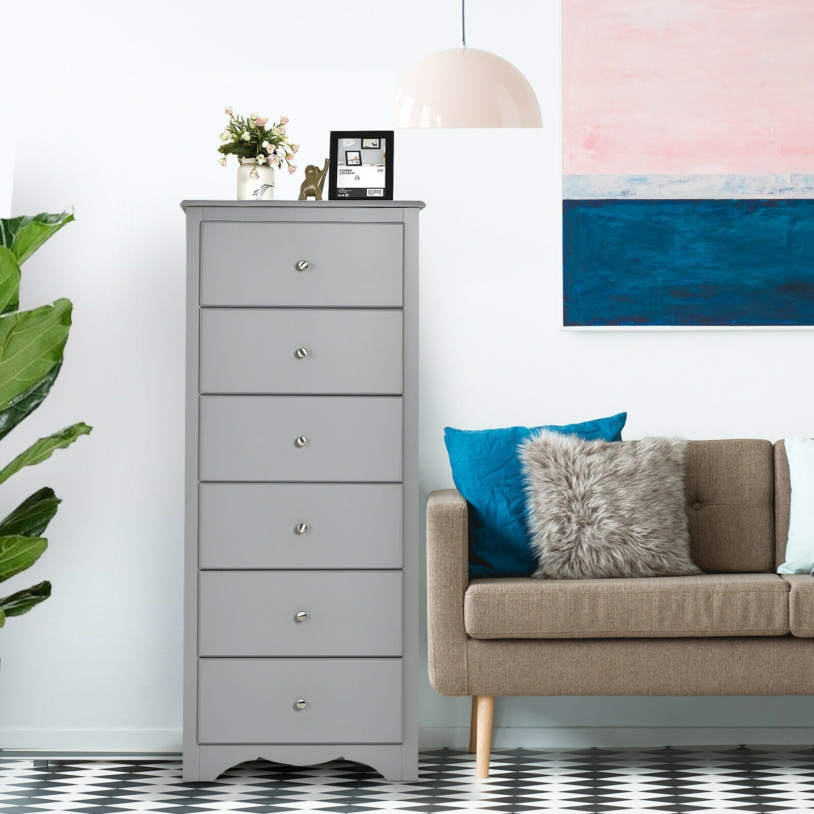 6 Drawers Chest Dresser - Gray