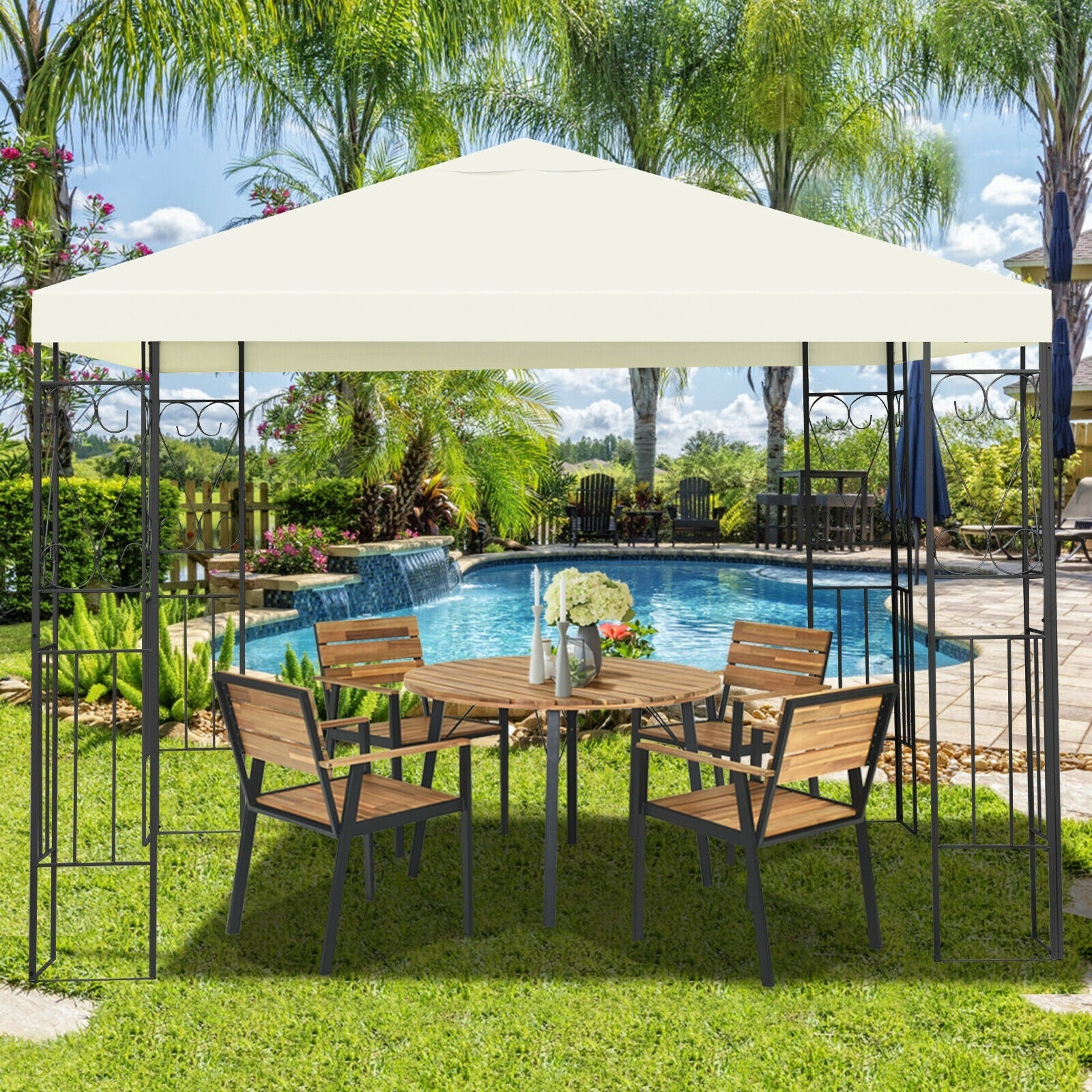 10 x 10 Feet Patio Gazebo, Canopy Tent, Garden Shelter