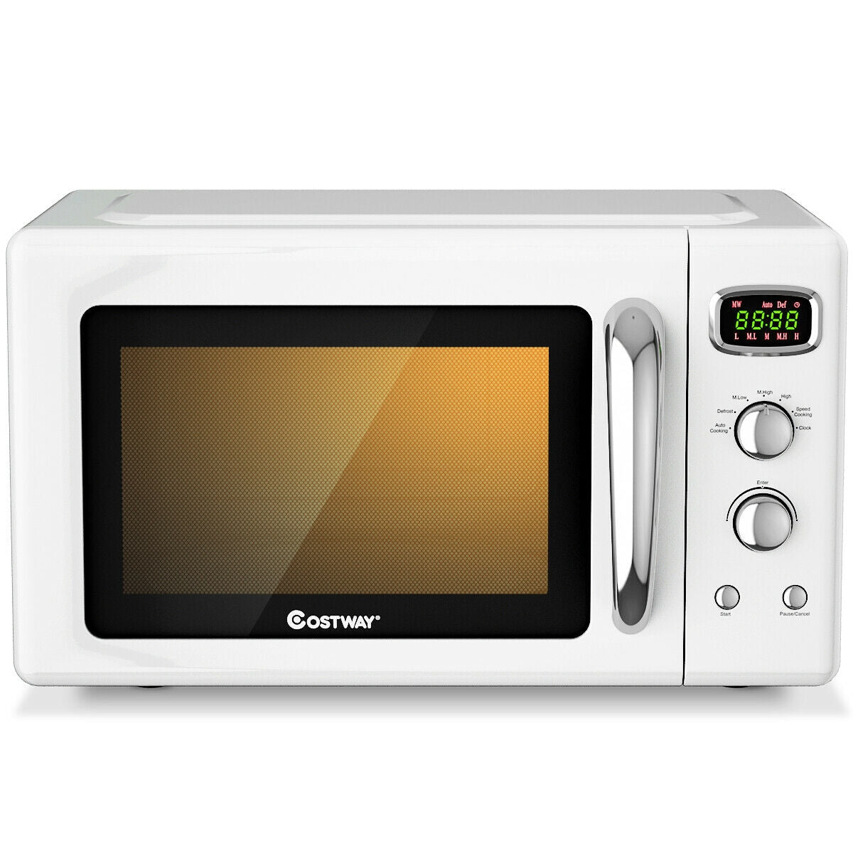 0.9 Cu.ft Retro Countertop Compact Microwave Oven - White