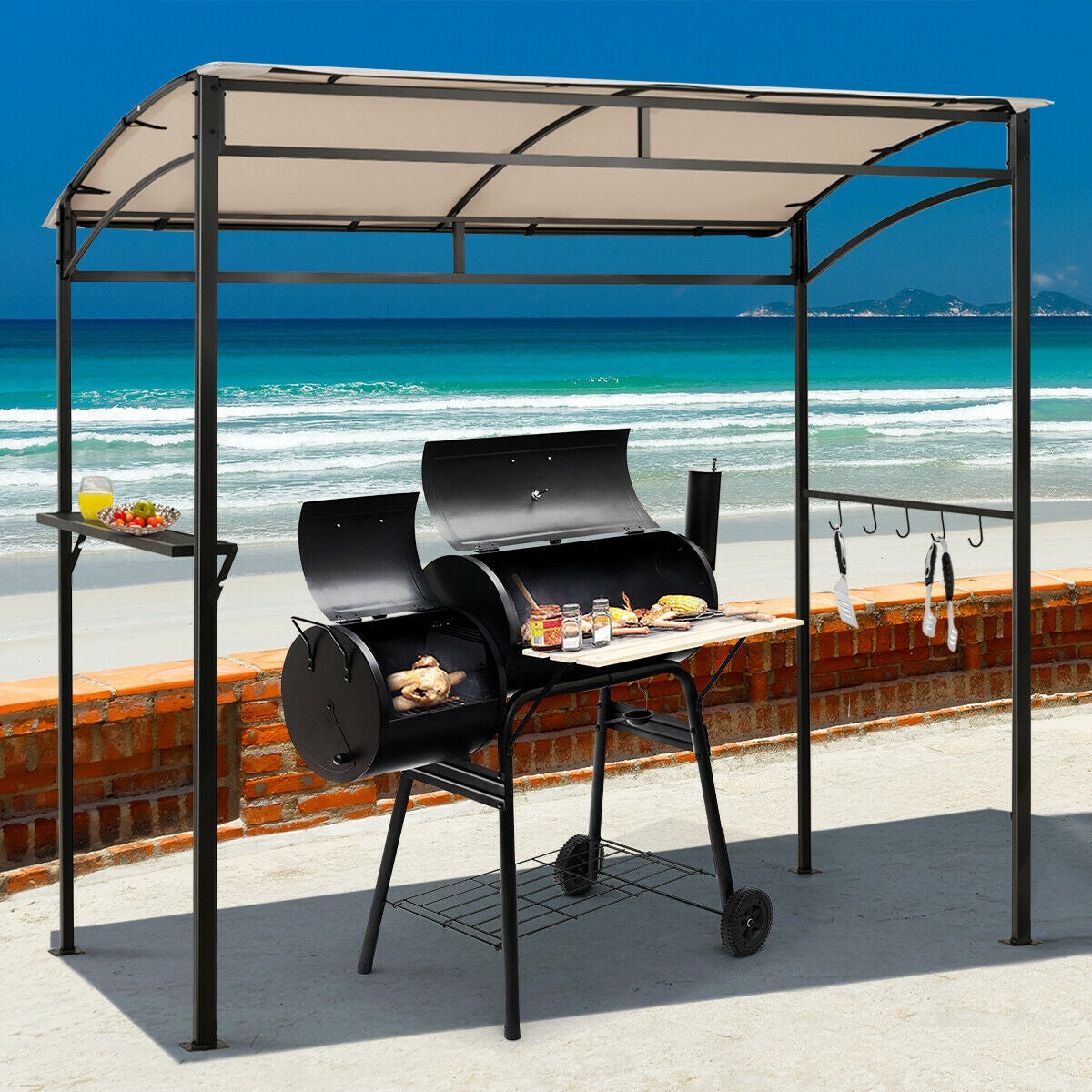 7 x 4.5 Feet Gazebo Outdoor, Patio, Garden, Canopy Shelter - Beige