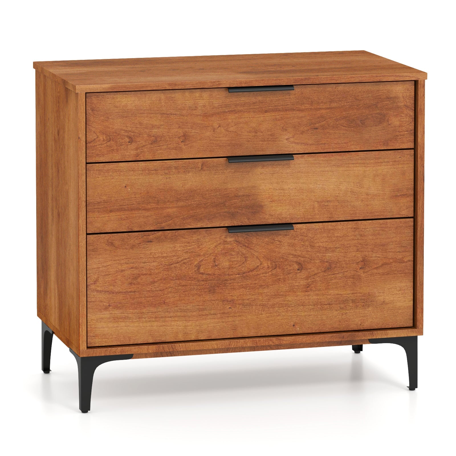 3 Drawer Dresser with Interlock System for Bedroom Living Room-Cherry by DirectDeals