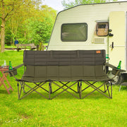 3 Person Folding Camping Chair with 2 Cup Holders & Storage Bag-Green