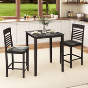 3-Piece Counter-Height Dining Table Set for 2 with Rubber Wood Frame and Footrest-Gray by DirectDeals