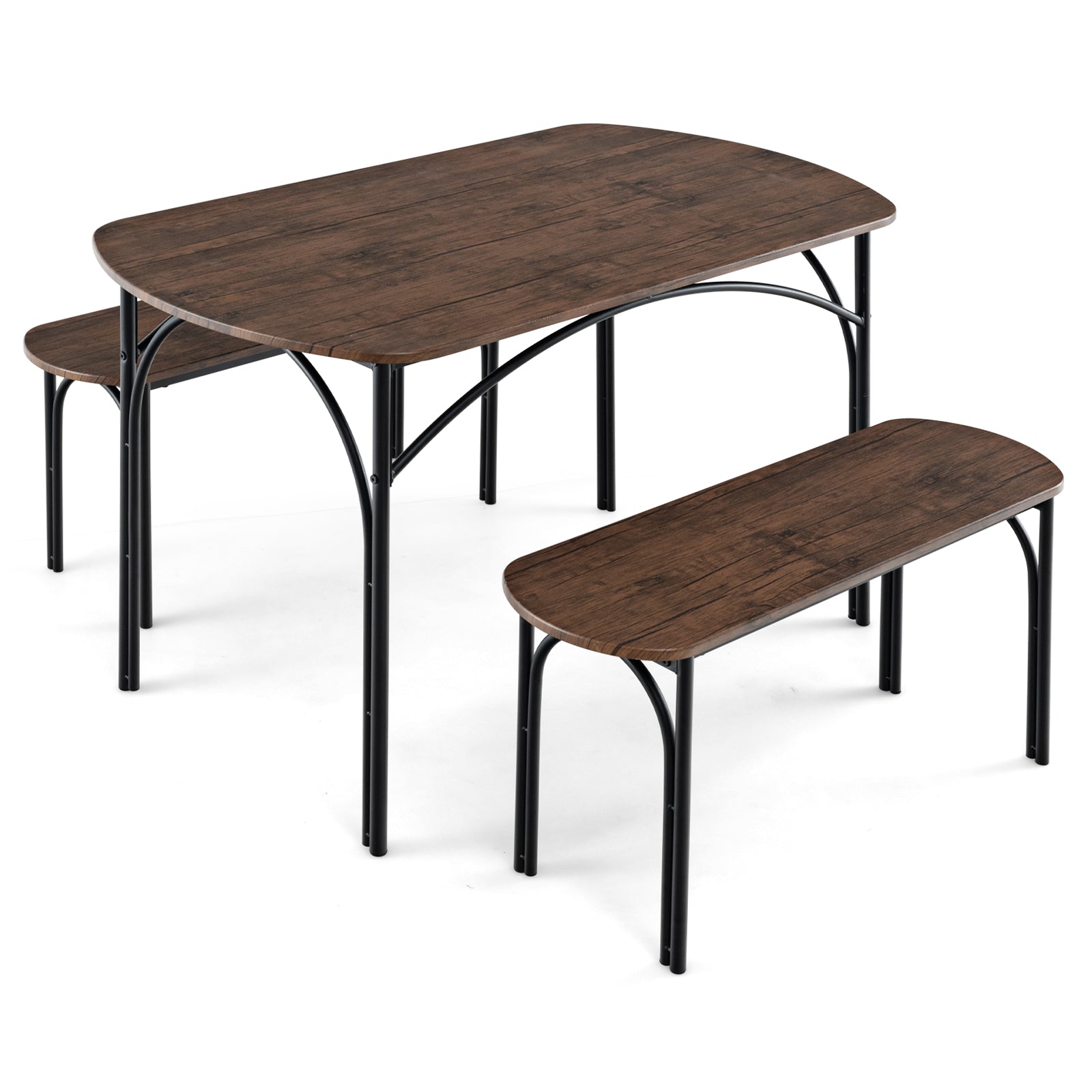 3-Piece Dining Table Set for 4 with Metal Frame-Brown by DirectDeals