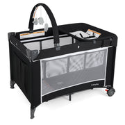 3-in-1 Portable Baby Crib and Playpen with Changing Table-Black