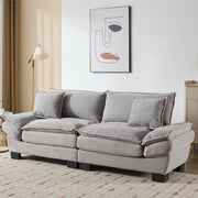 Corduroy Sofa Sleeper Couch with Pillows - Light Grey
