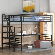 Metal Loft Bed Frame with Desk, No Box Spring Needed,Twin ,Black by 39F INC.