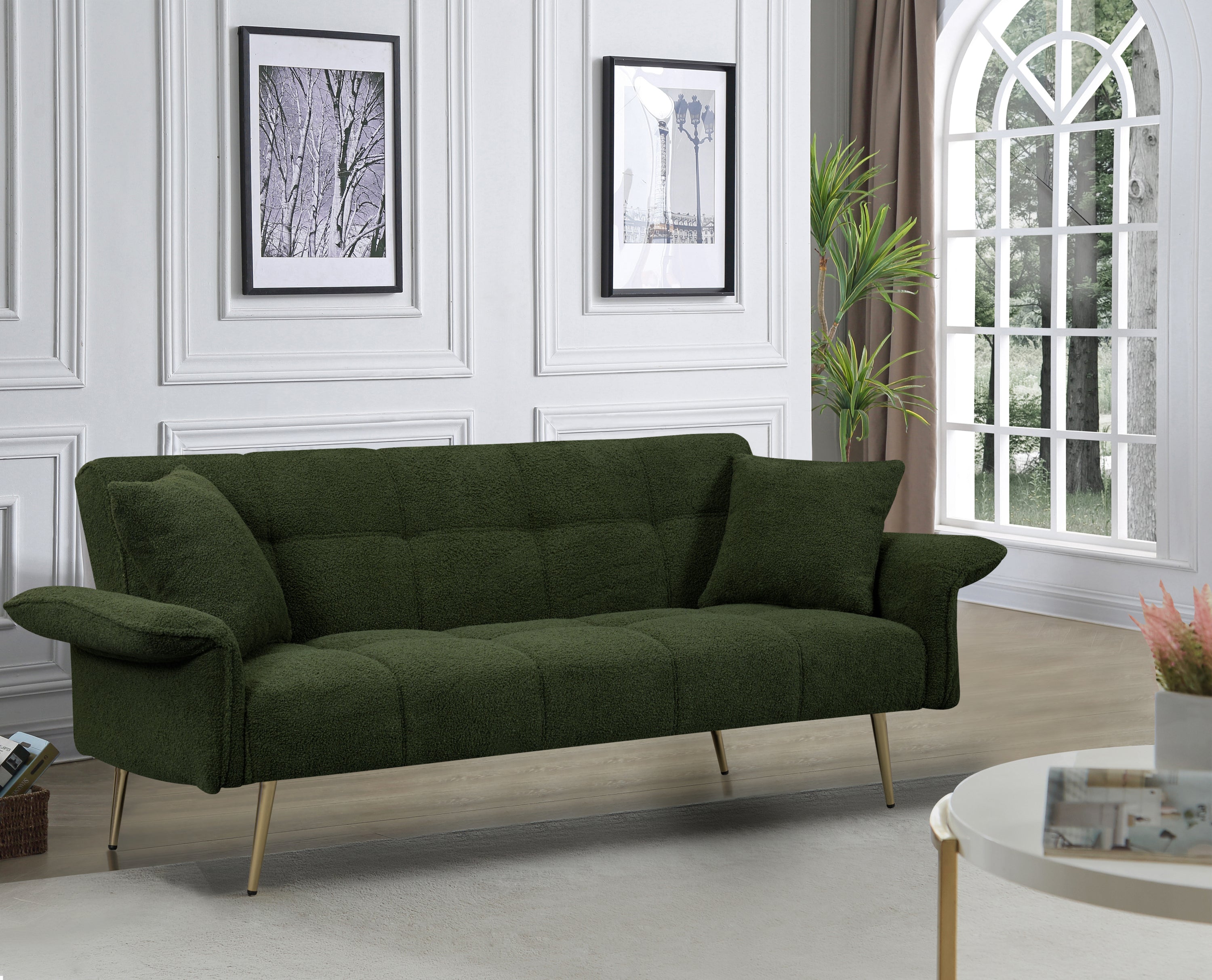 70.1 'Futon Sofa Bed with Folding Armrests