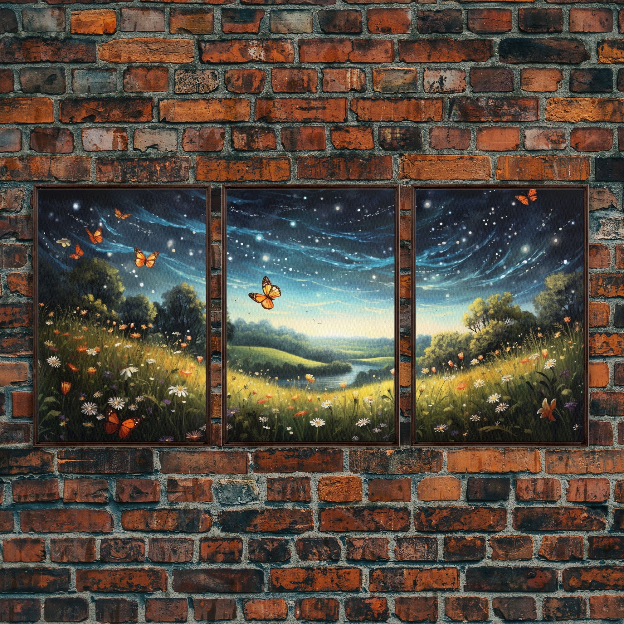 Wildflower Meadow Canvas Print, 3 Piece Wall Art