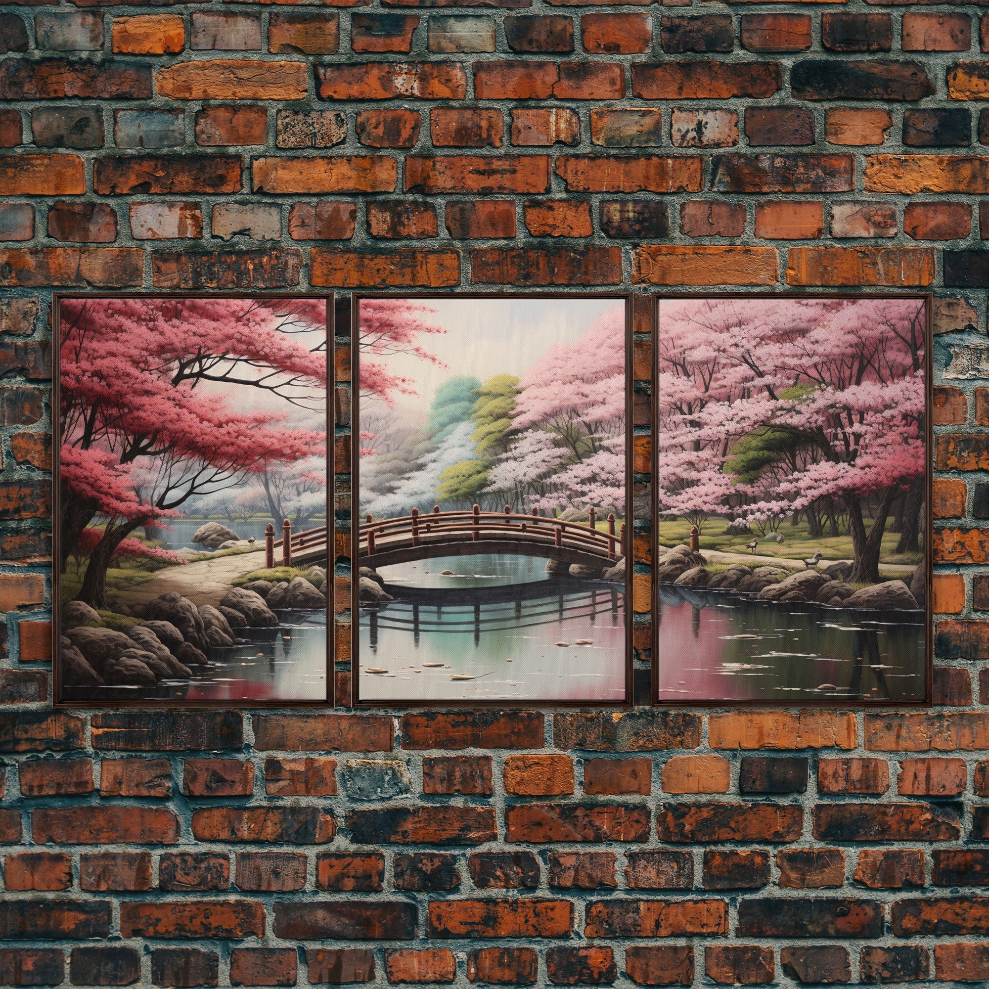 Japanese Print, Landscape Wall Art, Canvas Print, 3 Piece