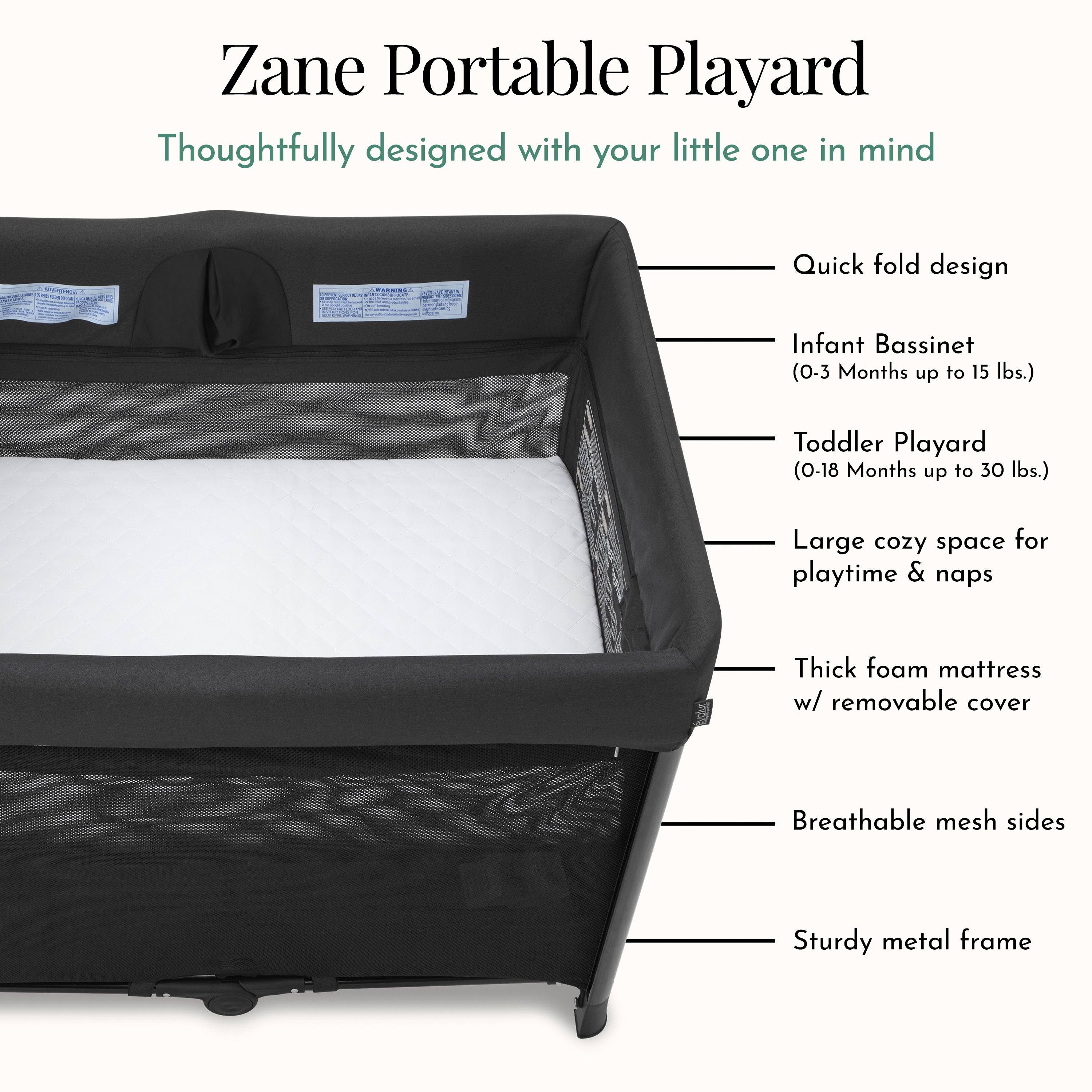 Evolur Zane Portable On The Go Instant Fold Baby Playard