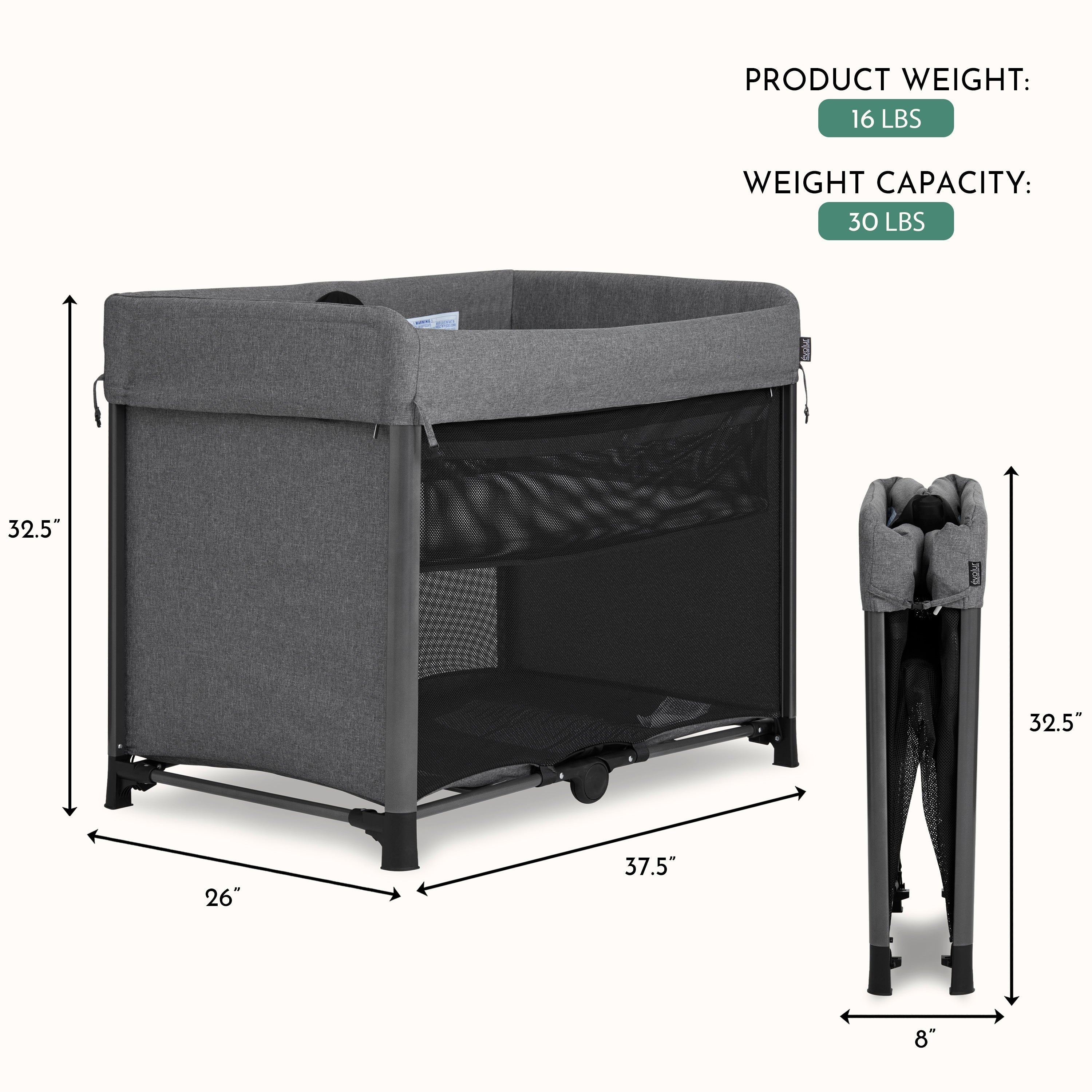 Evolur Zane Portable On The Go Instant Fold Baby Playard
