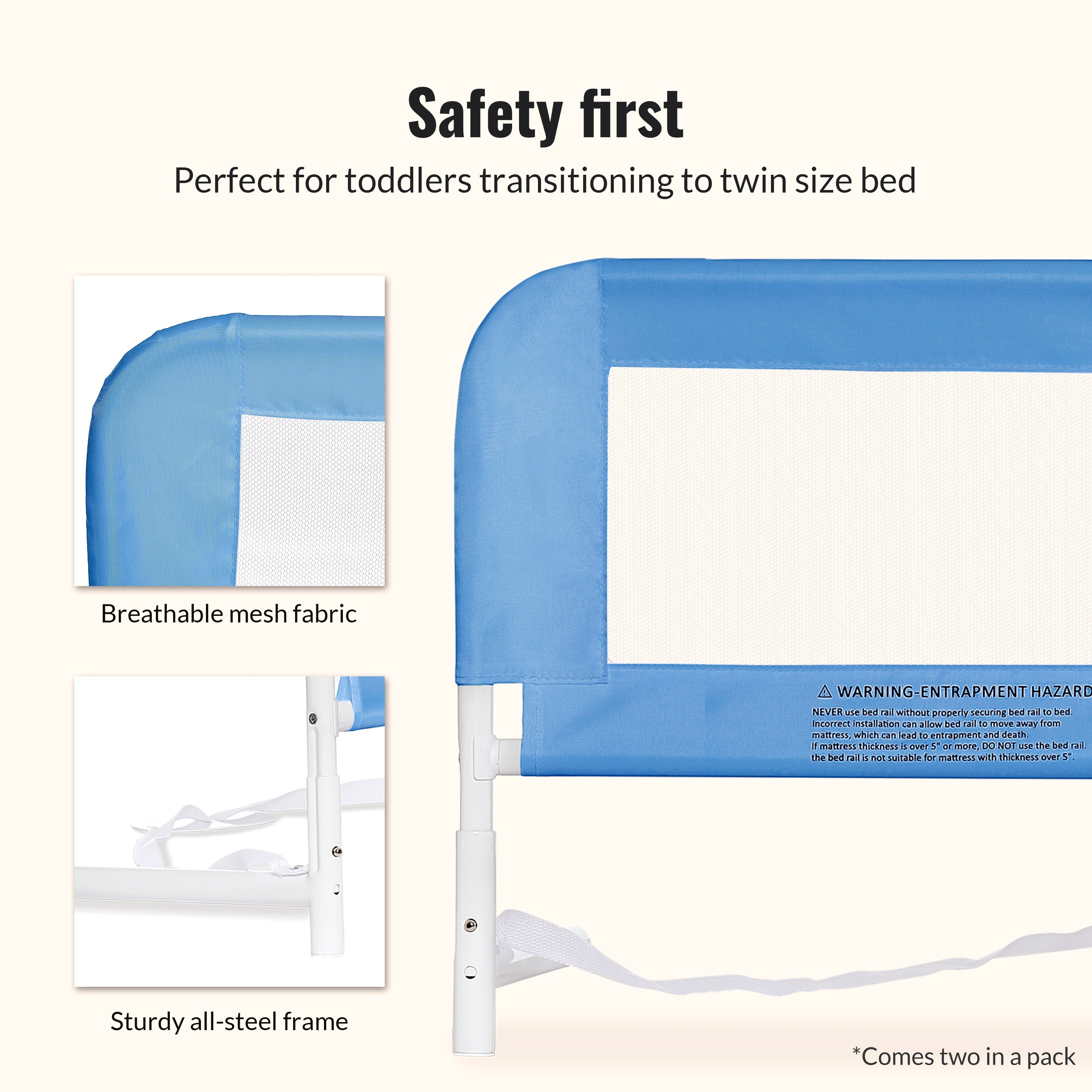 Dream On Me Mesh Security Bed Rails, Double Pack