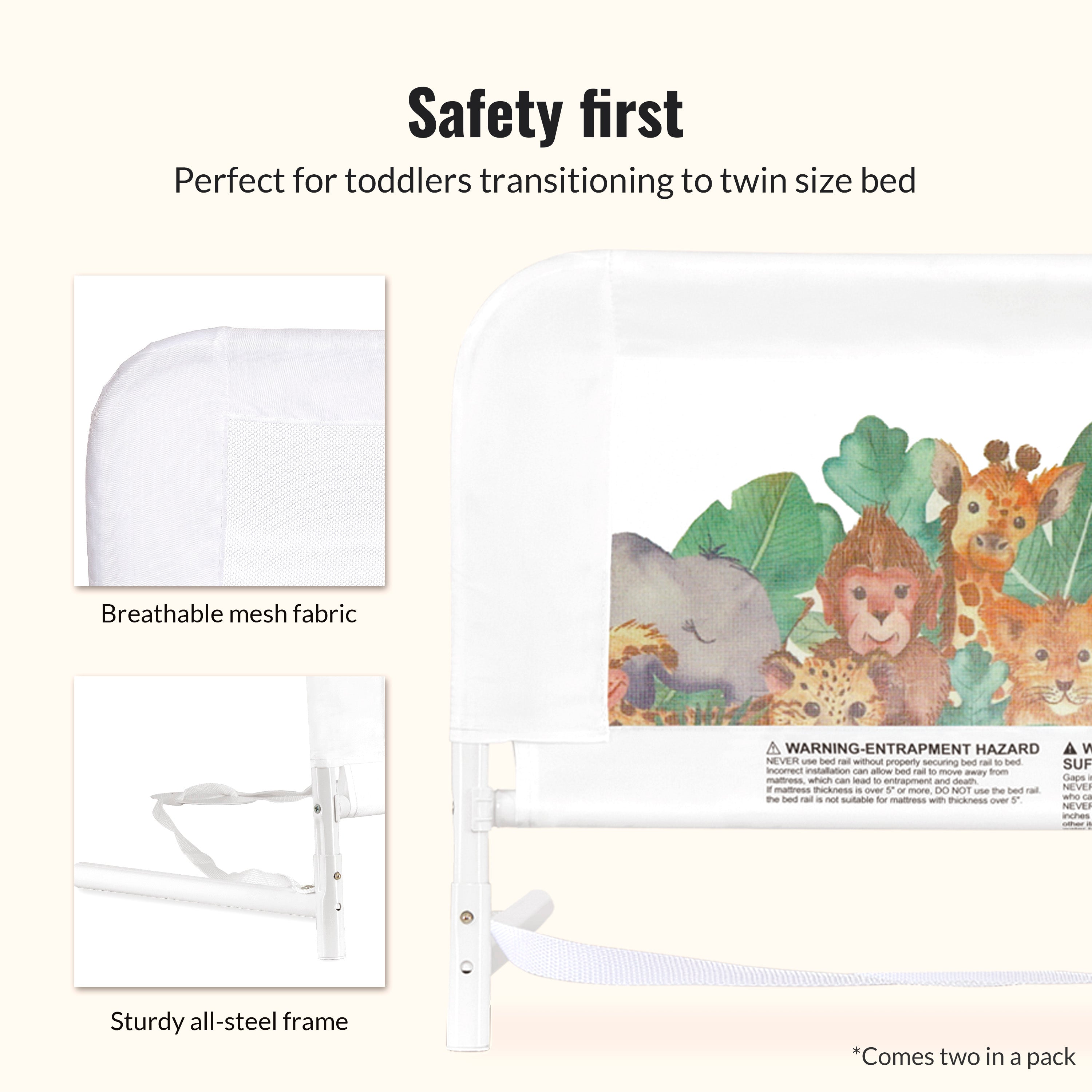 Dream On Me Mesh Security Bed Rails, Double Pack