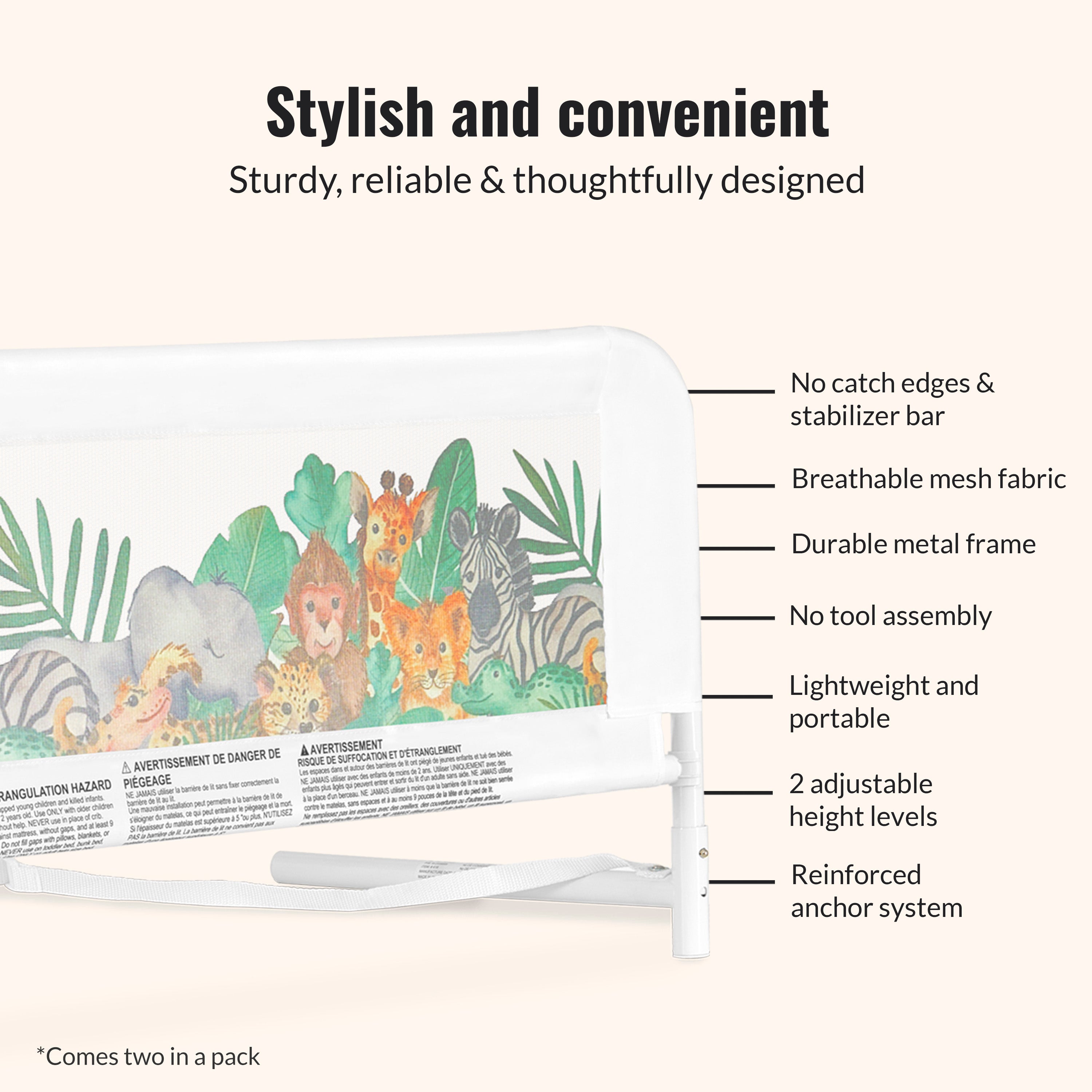 Dream On Me Mesh Security Bed Rails, Double Pack