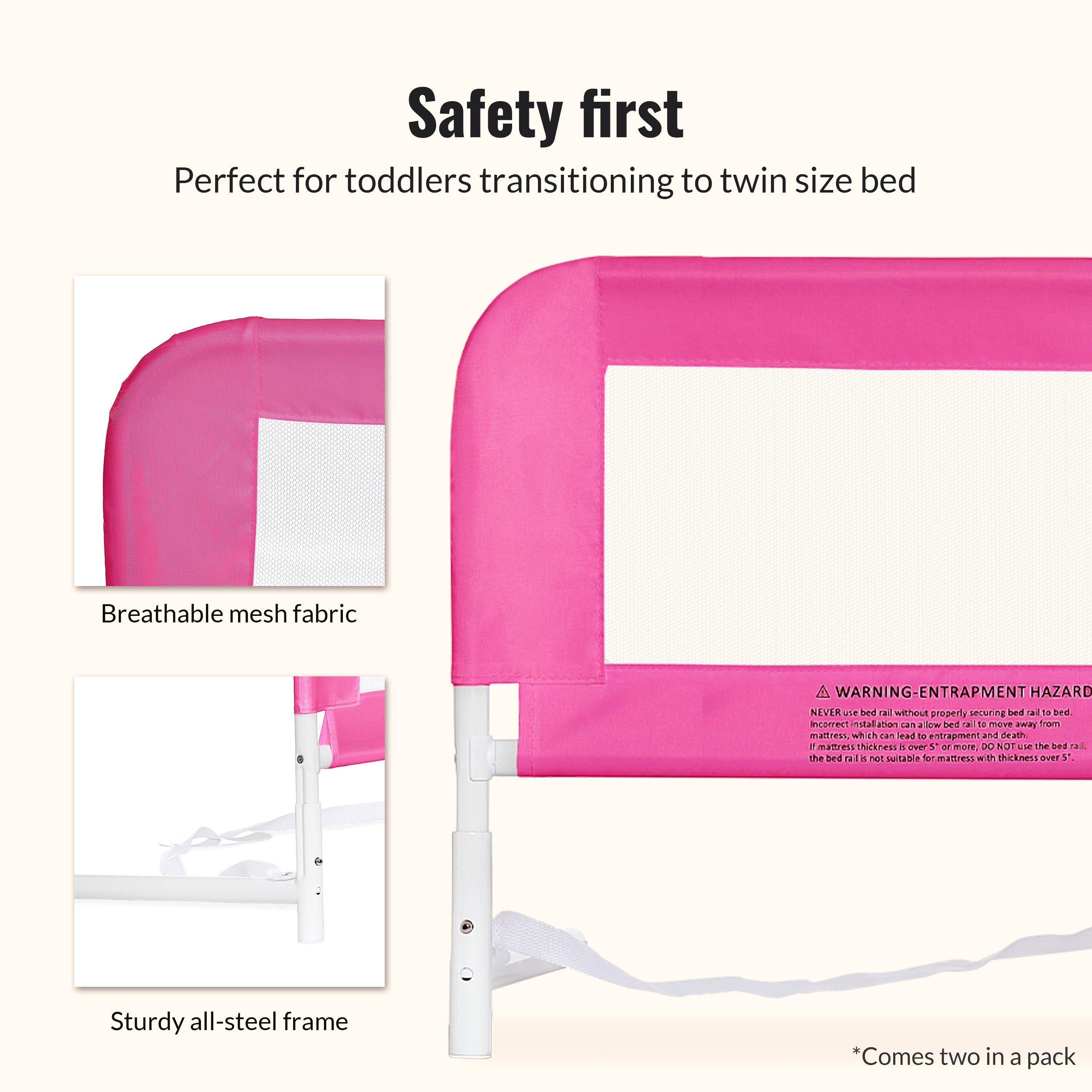 Dream On Me Mesh Security Bed Rails, Double Pack