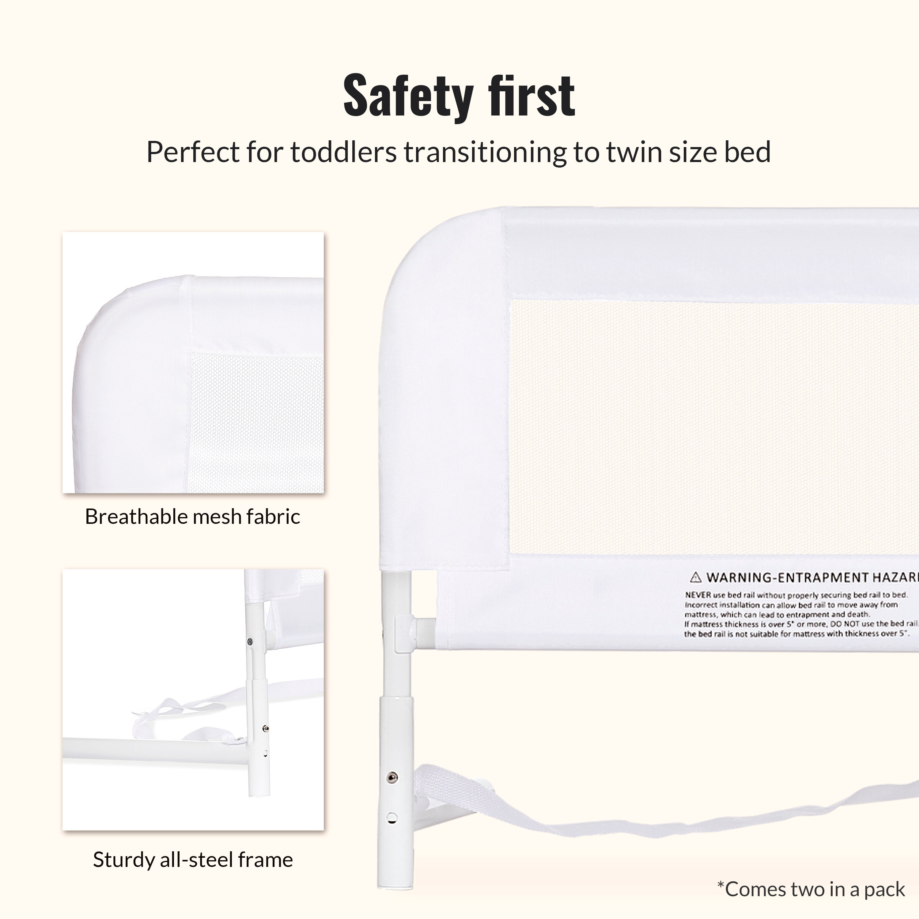 Dream On Me Mesh Security Bed Rails, Double Pack
