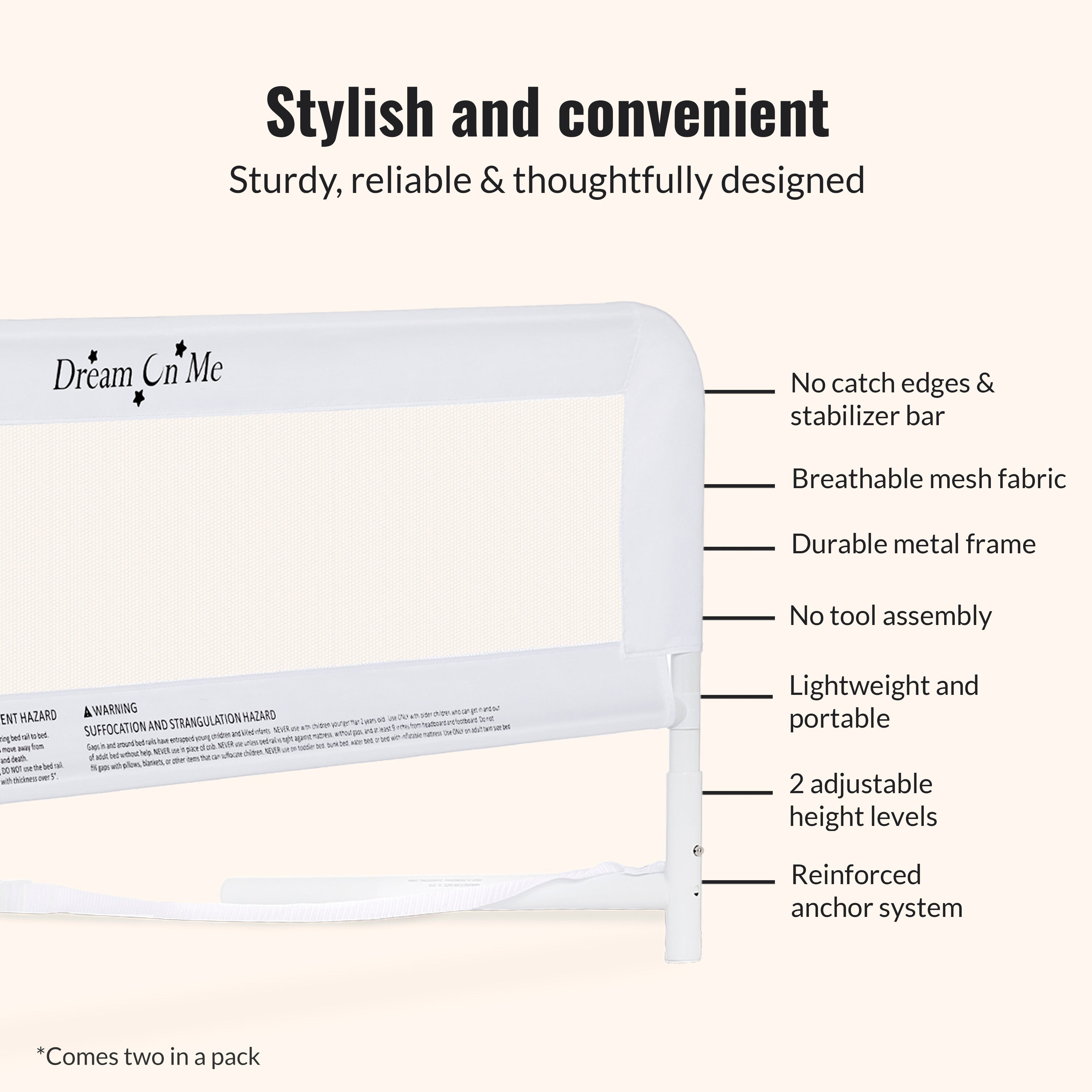 Dream On Me Mesh Security Bed Rails, Double Pack