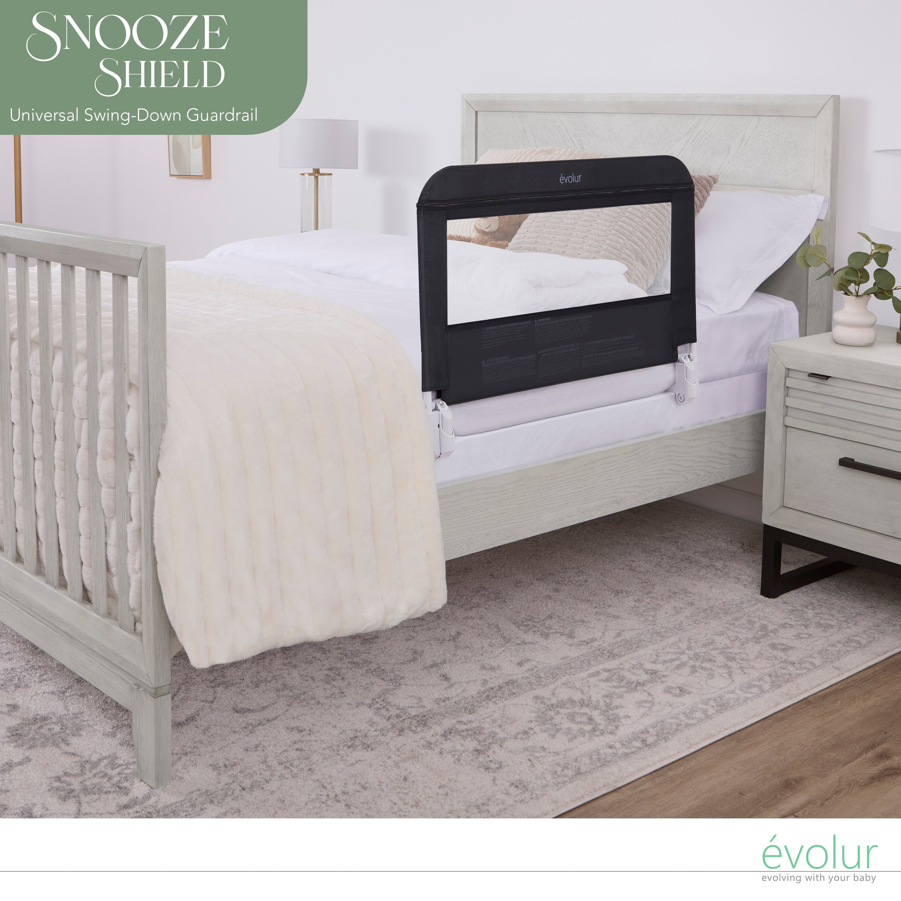 Evolur Snooze Shield Universal Swing-Down Guardrail