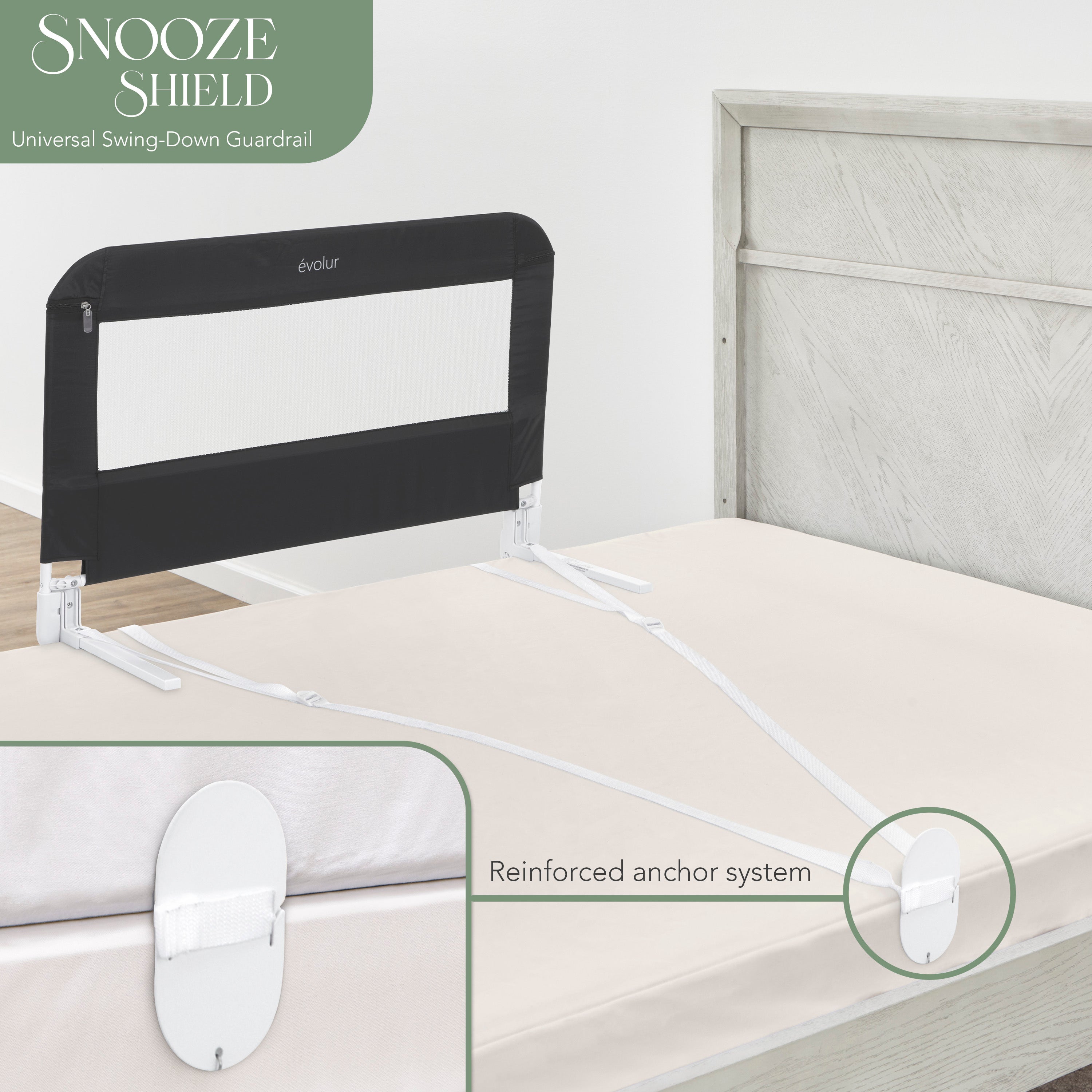 Evolur Snooze Shield Universal Swing-Down Guardrail