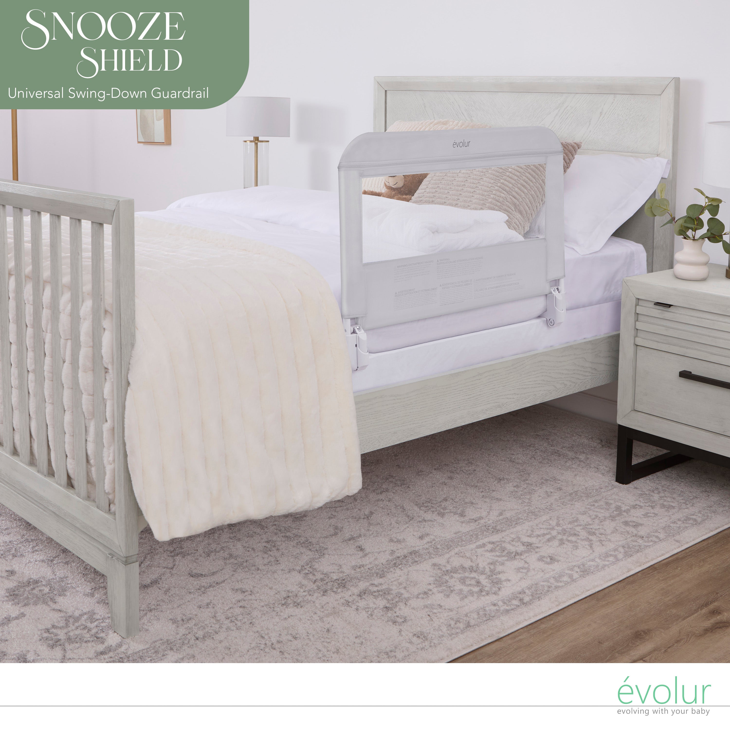 Evolur Snooze Shield Universal Swing-Down Guardrail