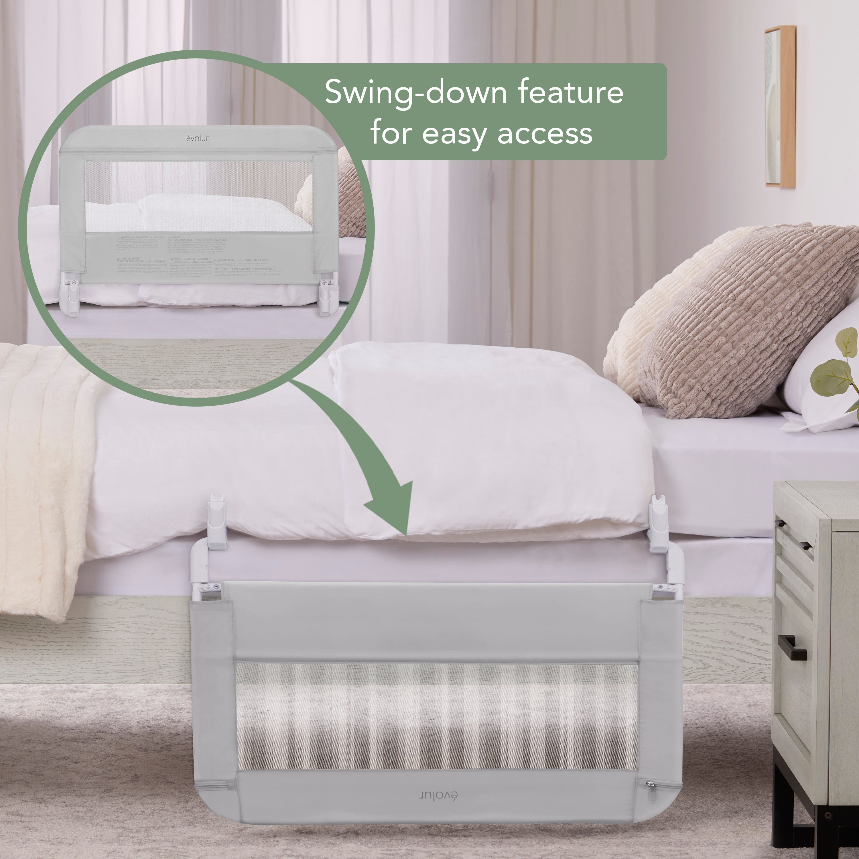 Evolur Snooze Shield Universal Swing-Down Guardrail