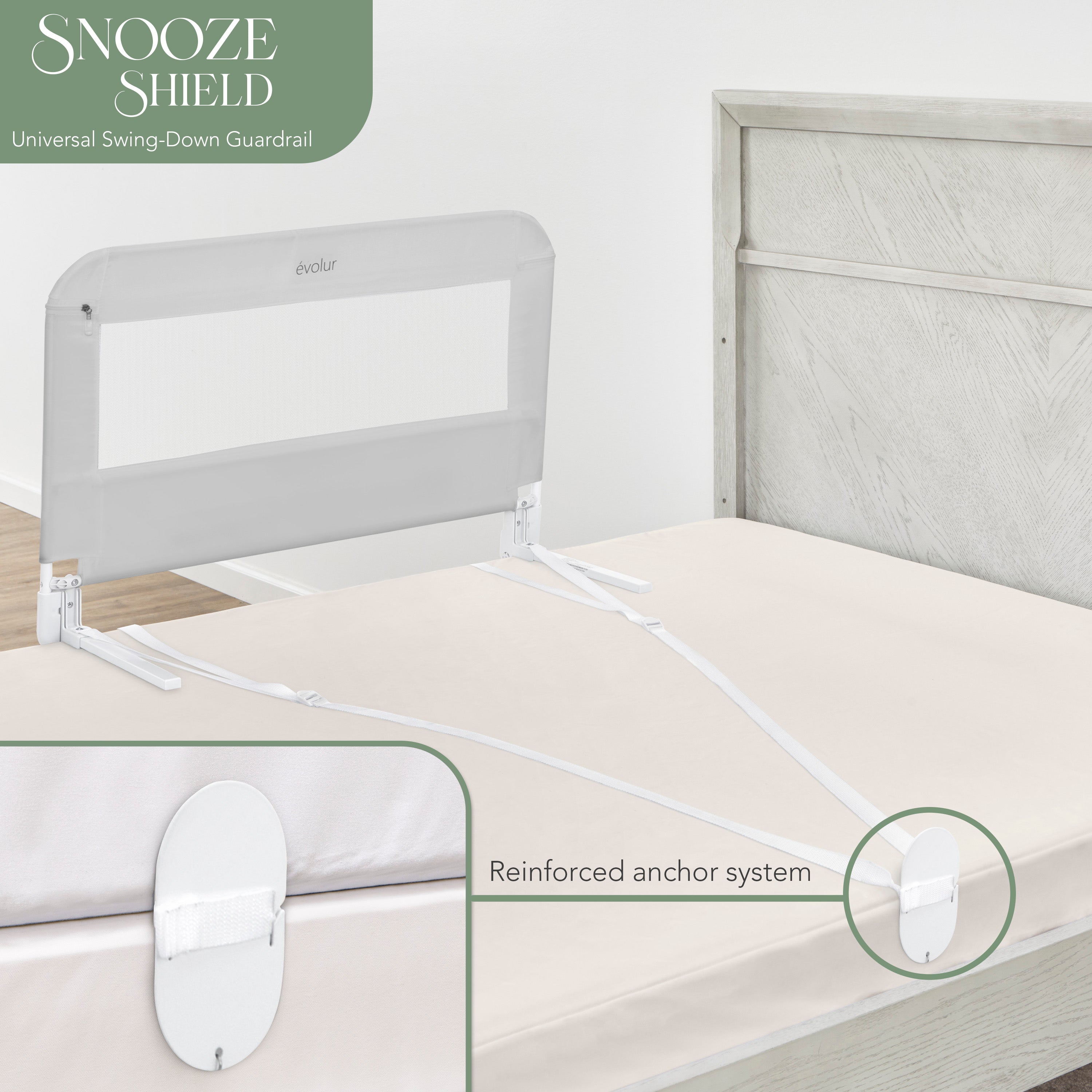 Evolur Snooze Shield Universal Swing-Down Guardrail