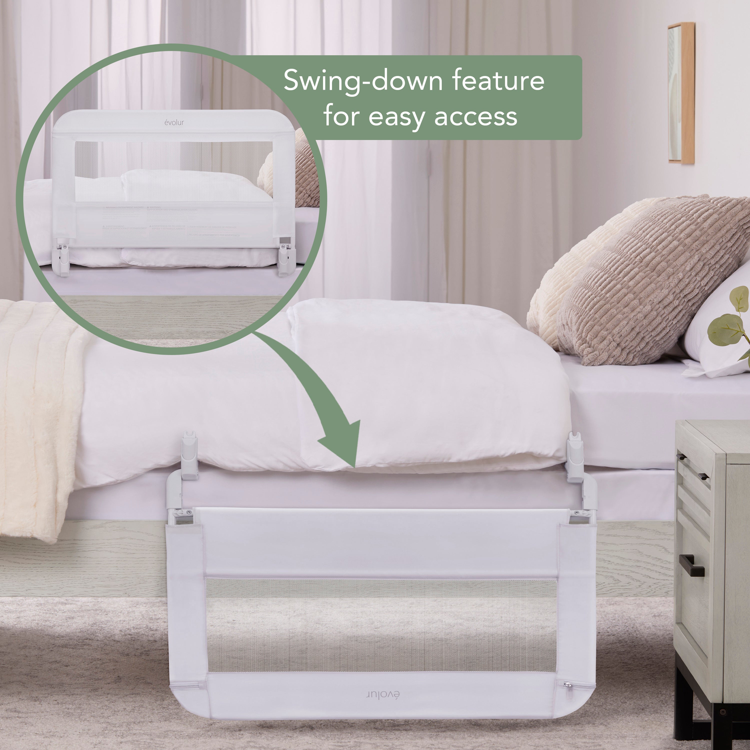 Evolur Snooze Shield Universal Swing-Down Guardrail