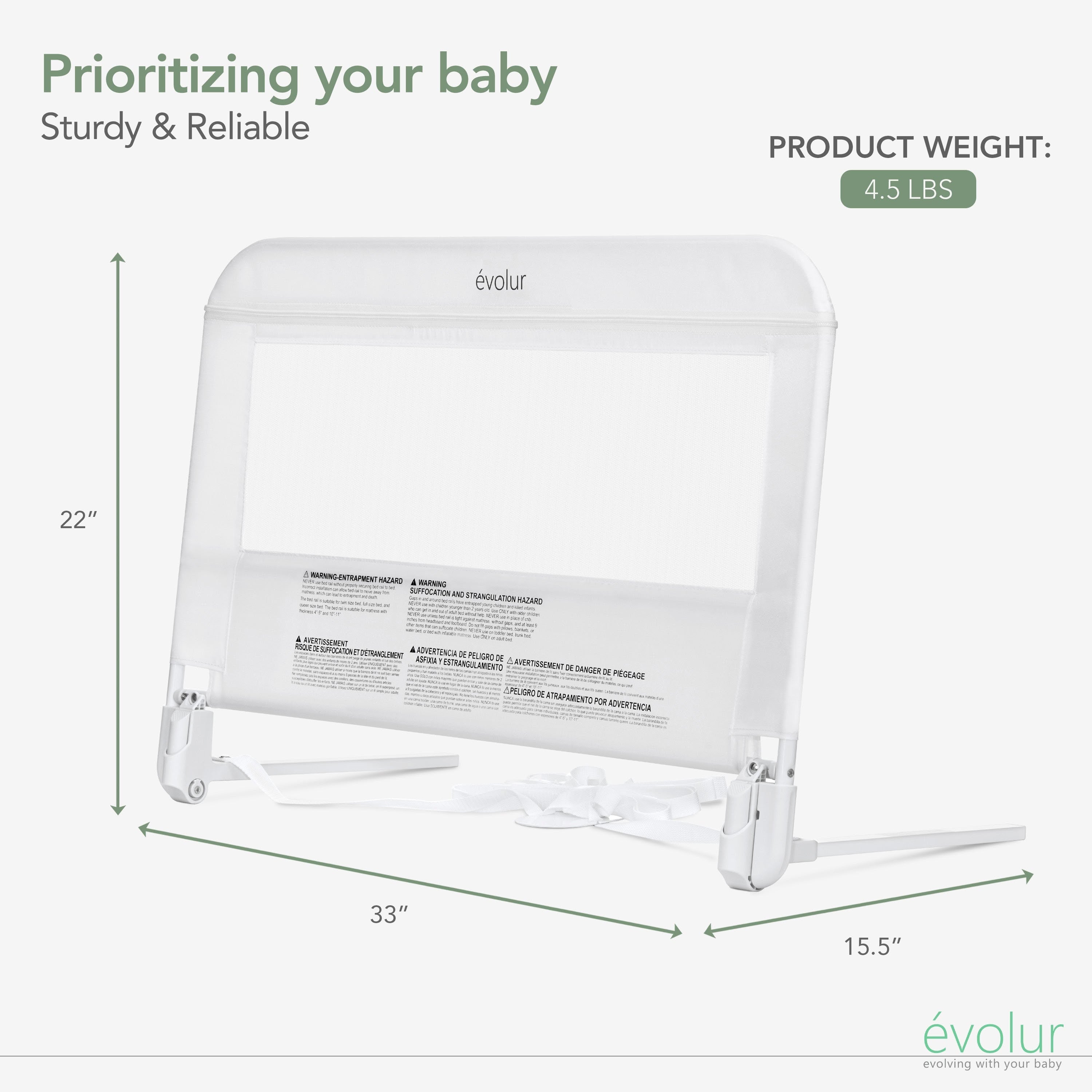 Evolur Snooze Shield Universal Swing-Down Guardrail
