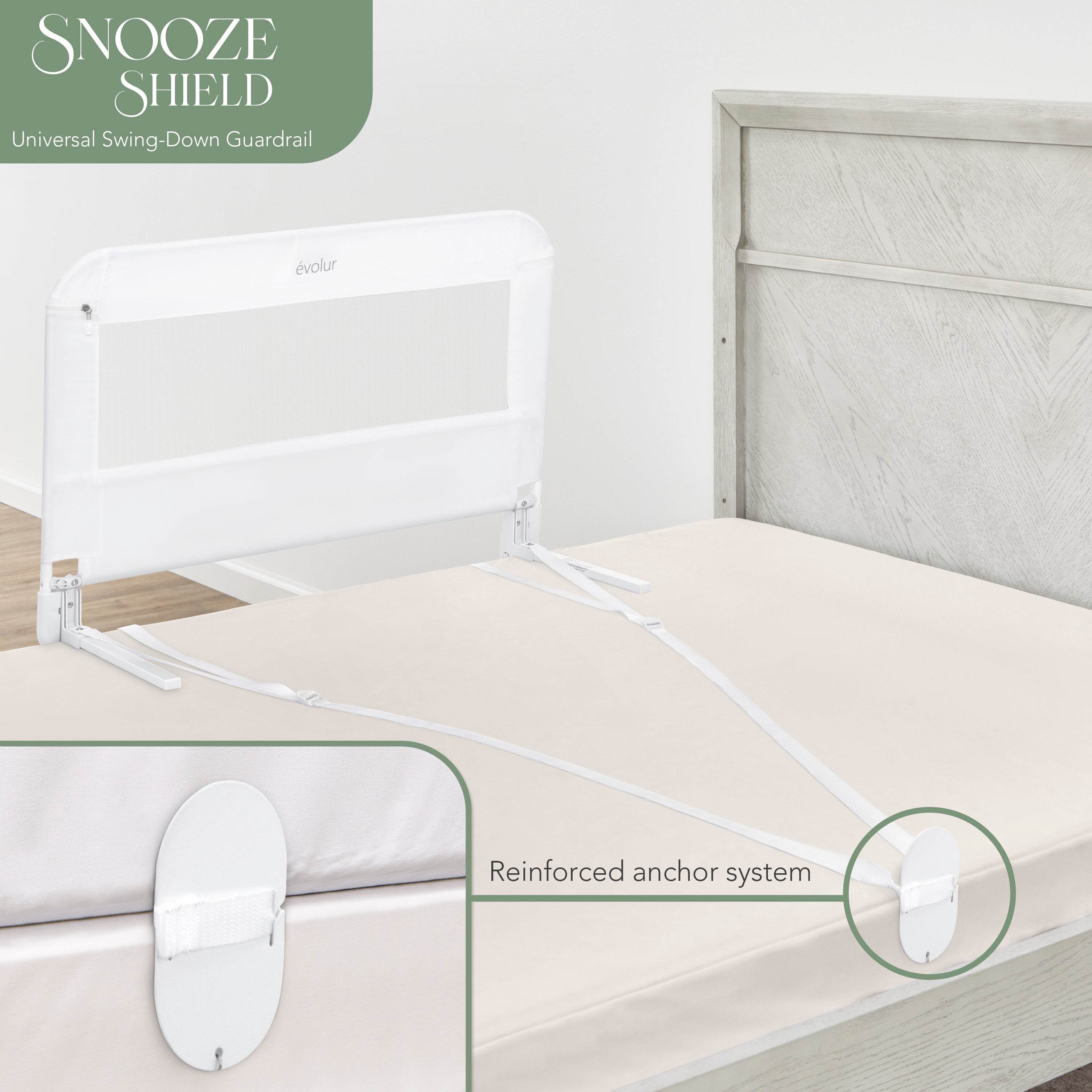Evolur Snooze Shield Universal Swing-Down Guardrail
