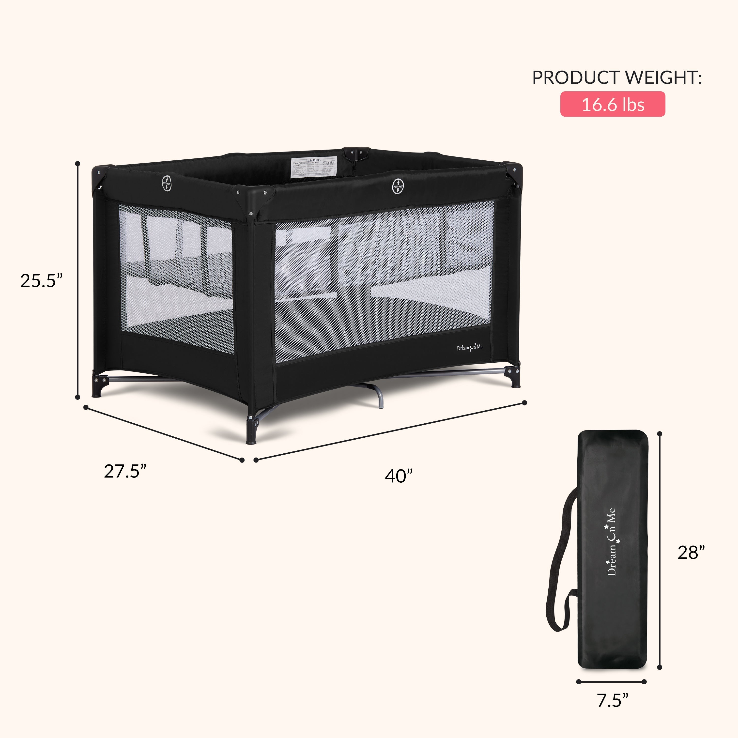 Dream On Me Zazzy Portable Play yard with Bassinet