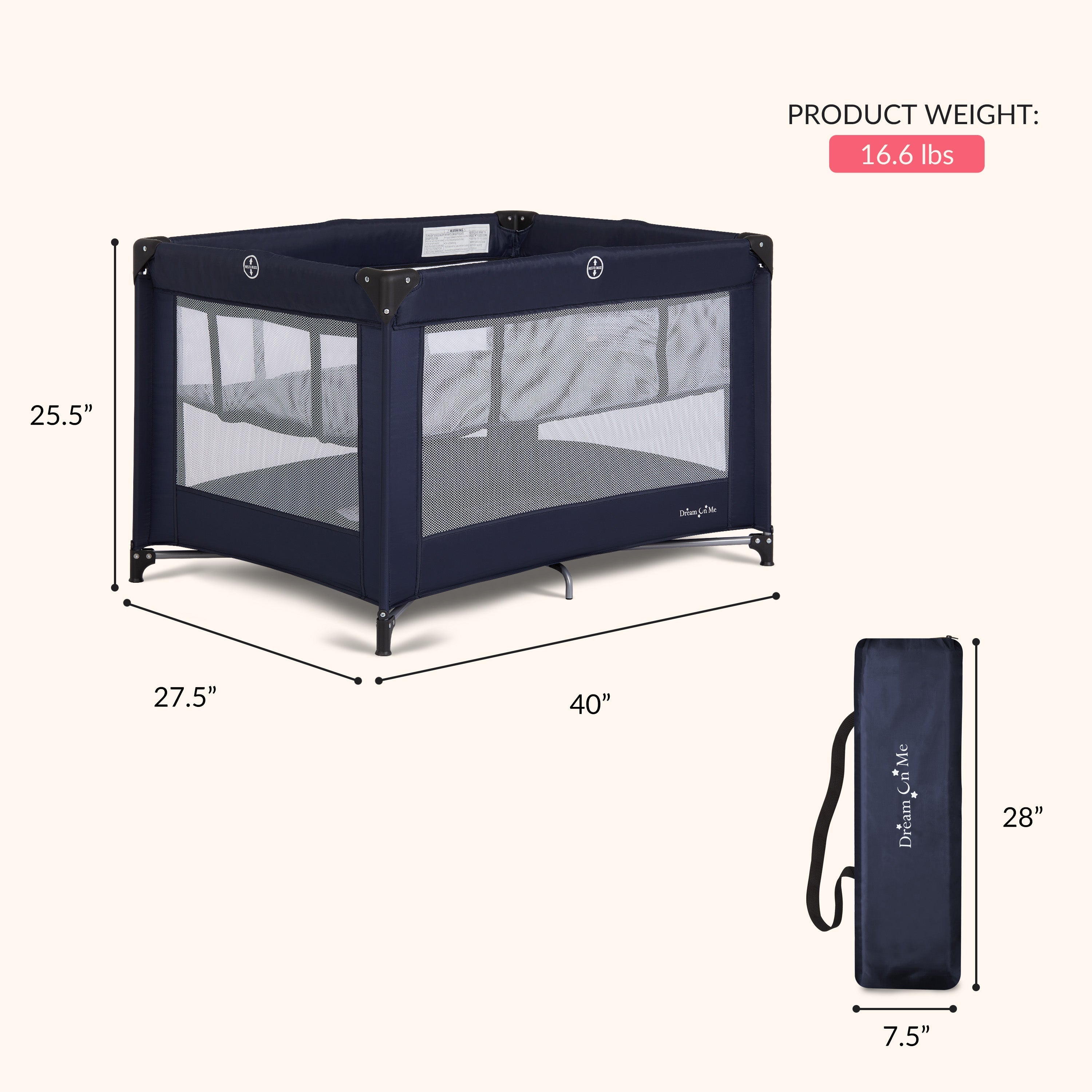 Dream On Me Zazzy Portable Play yard with Bassinet